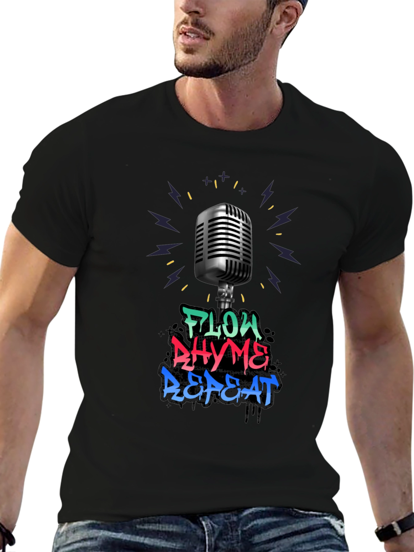 Flow Rhyme Repeat Graphic Tee - Music Lovers T-Shirt