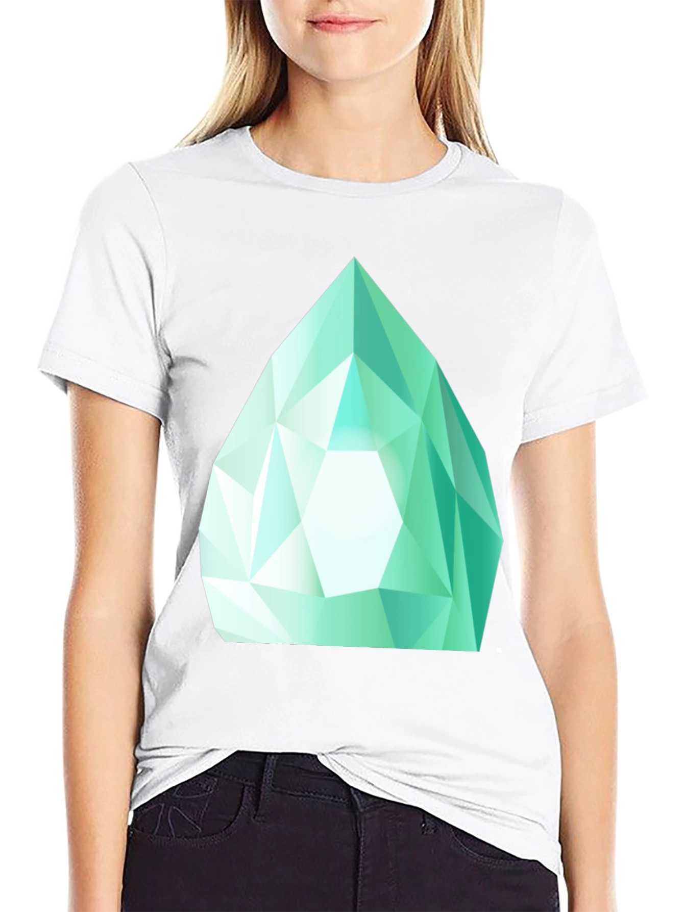 Emerald Gem Graphic Tee - Sleek Black Cotton Shirt