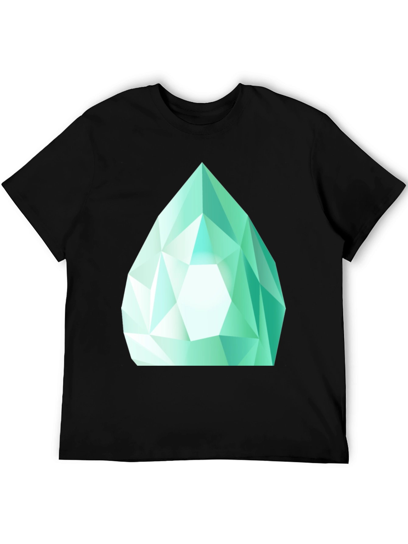 Emerald Gem Graphic Tee - Sleek Black Cotton Shirt