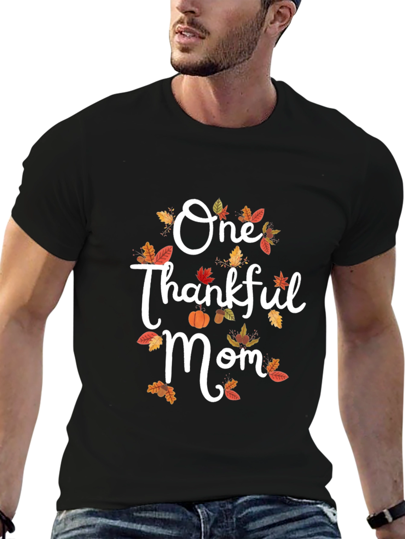 One Thankful Mom Graphic Tee Fall Thanksgiving Shirt