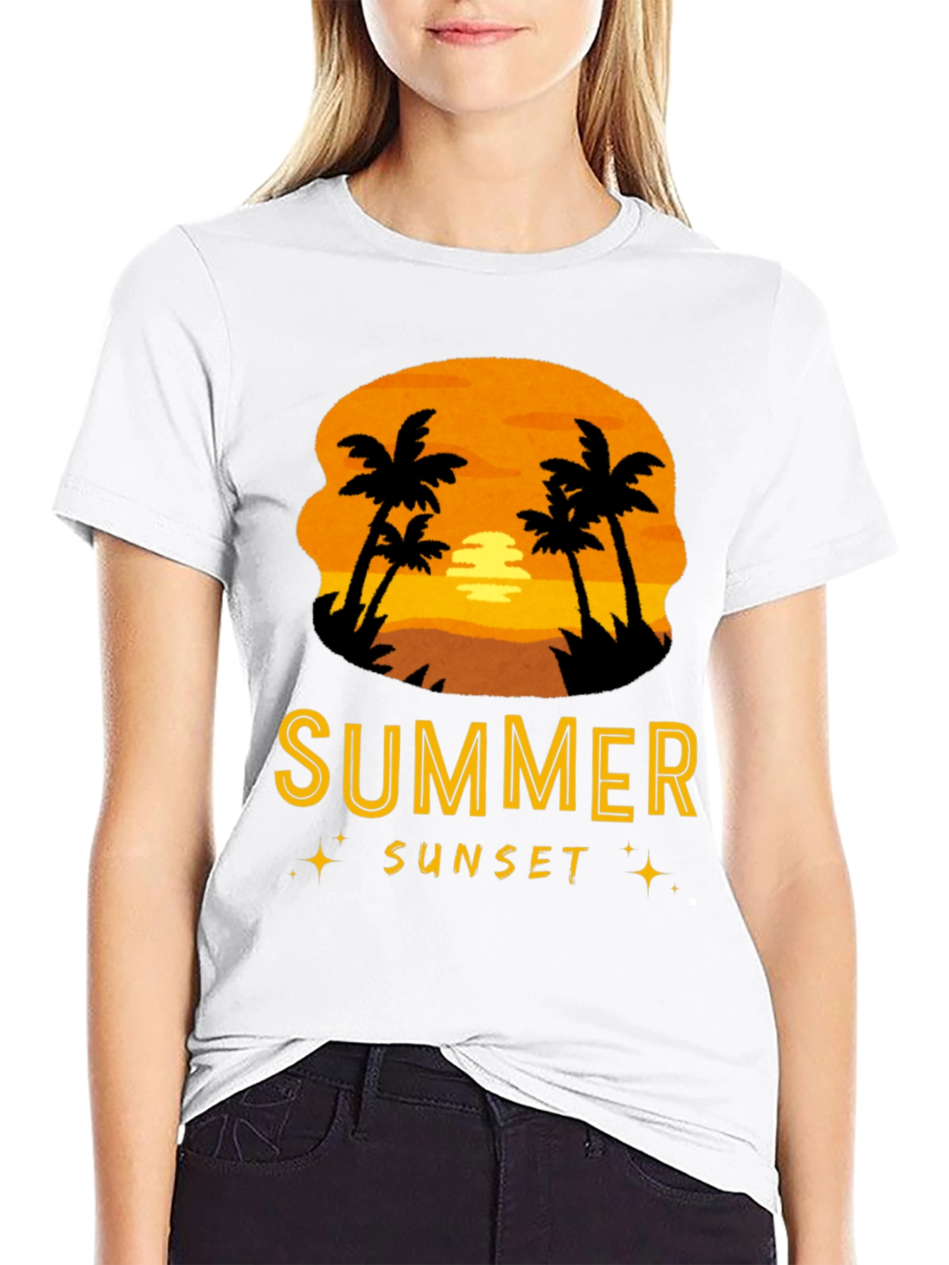 Summer Sunset Palm Tree Graphic Tee