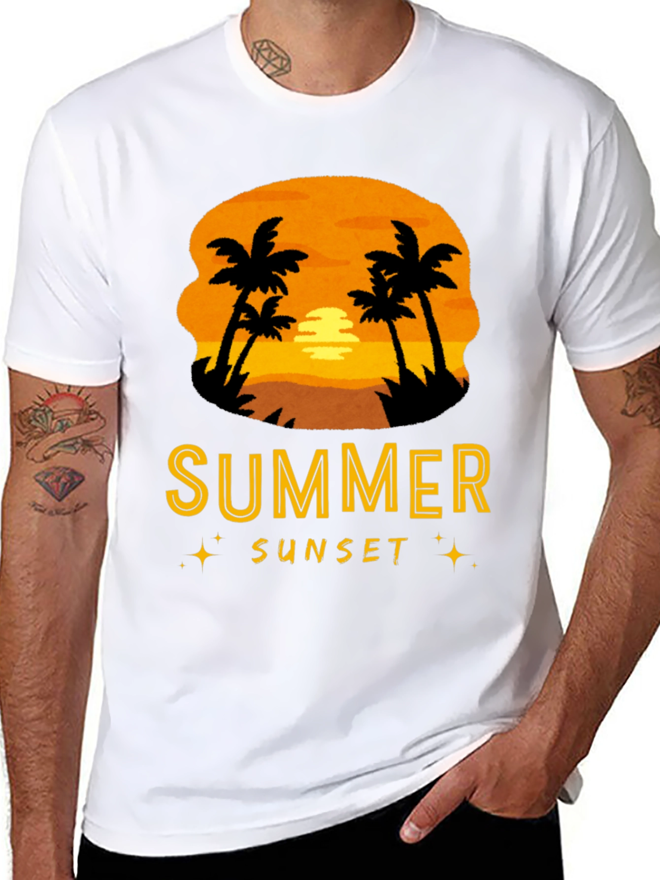 Summer Sunset Palm Tree Graphic Tee
