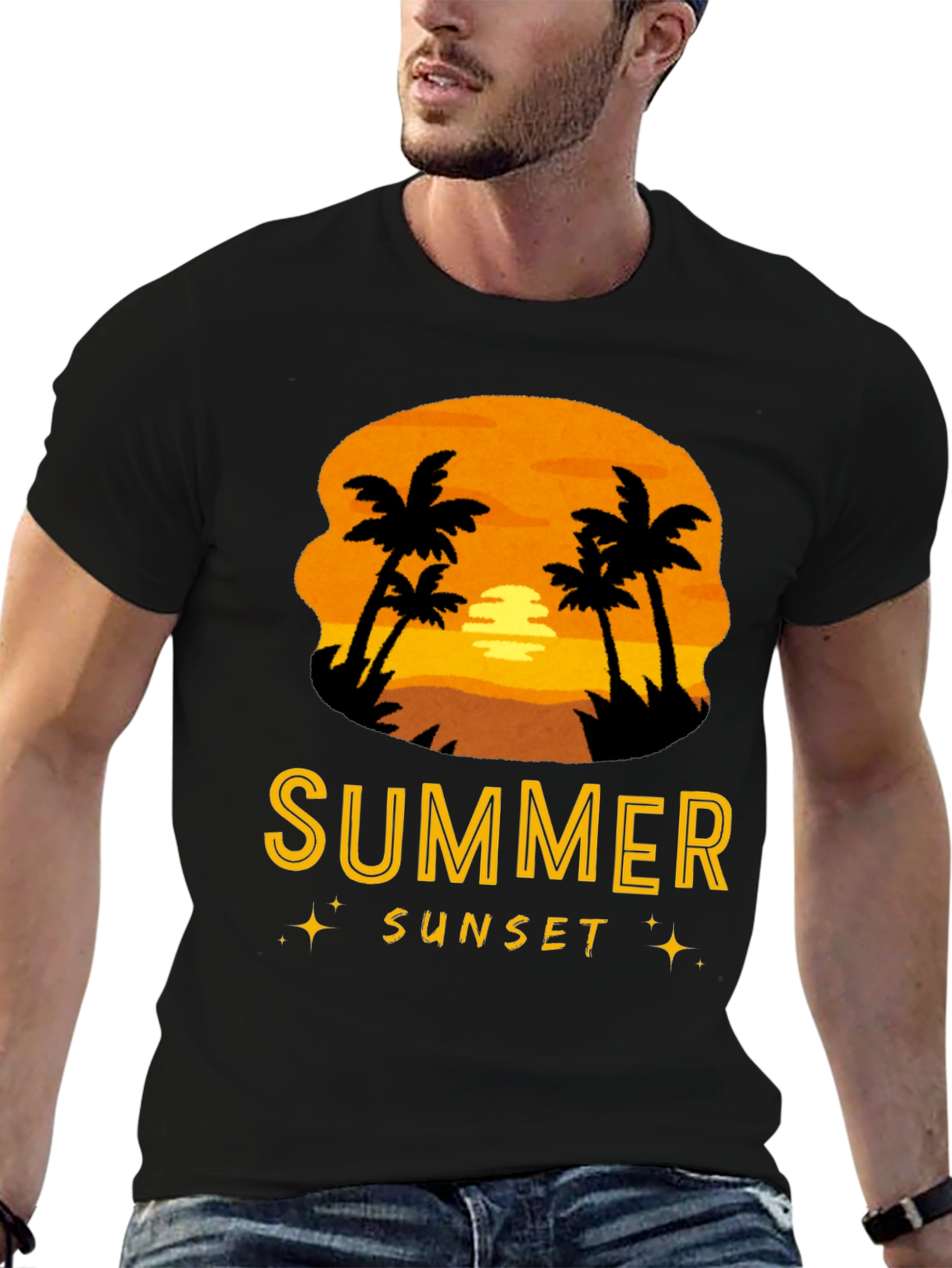 Summer Sunset Palm Tree Graphic Tee