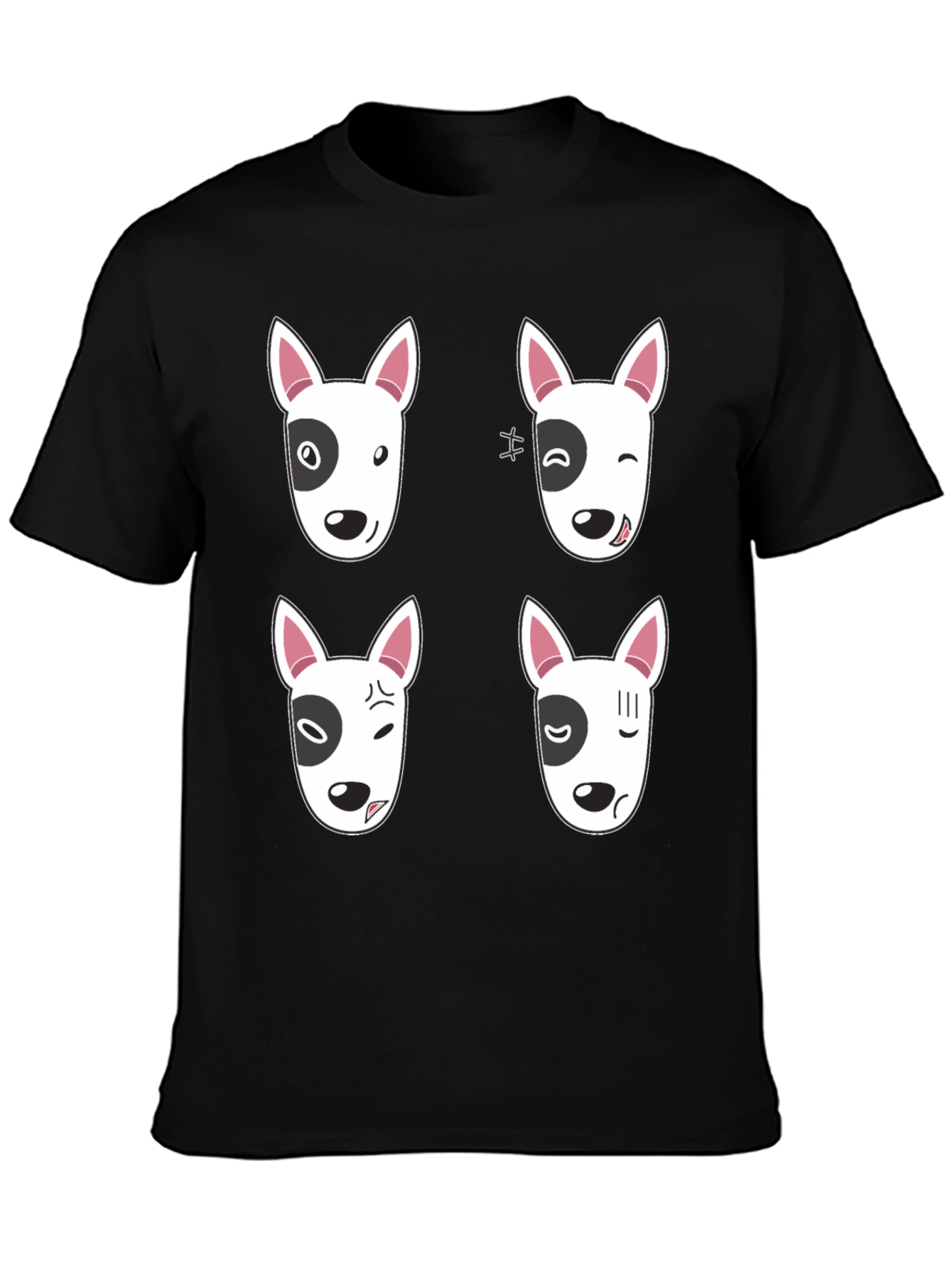 Funny Bull Terrier Emoji Black T-Shirt