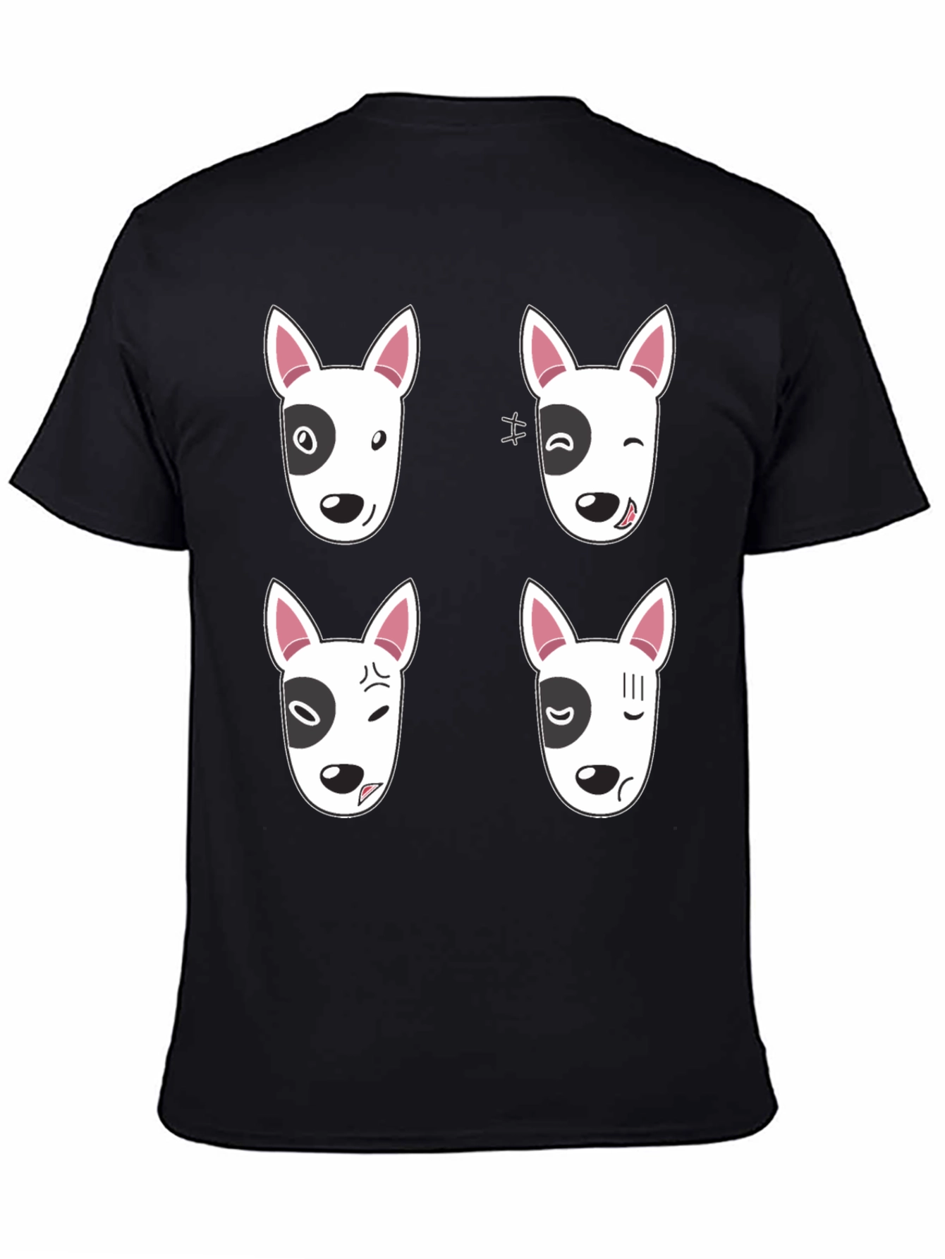 Funny Bull Terrier Emoji Black T-Shirt