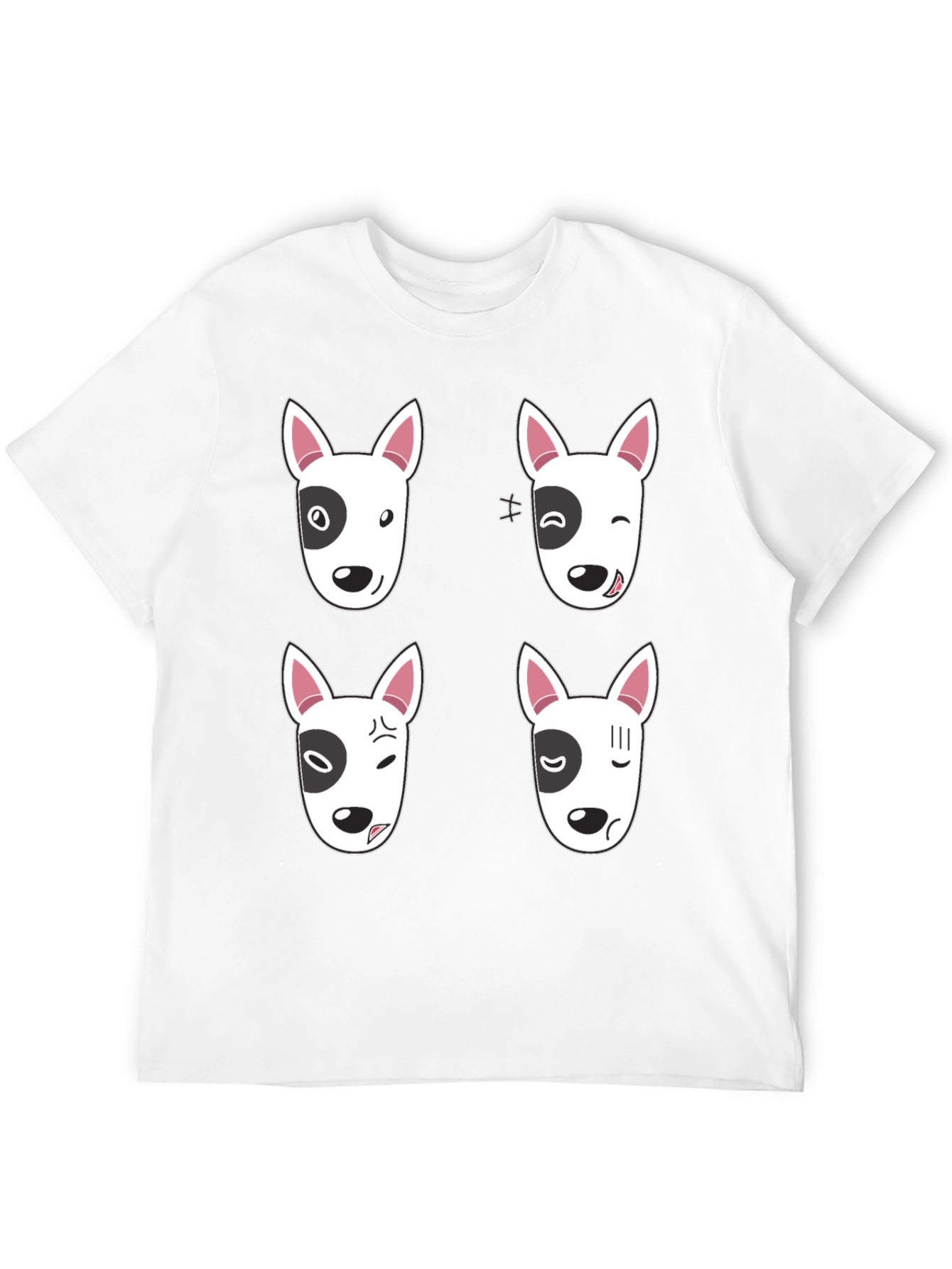 Funny Bull Terrier Emoji Black T-Shirt