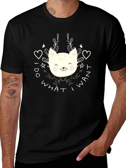 I Do What I Want Cat Graphic Tee - Black