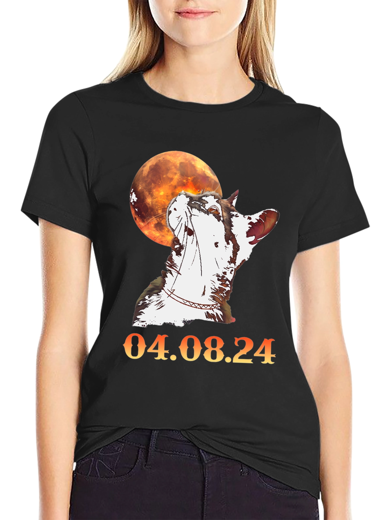 Cat & Moon Graphic T-Shirt - 04.08.24 Design
