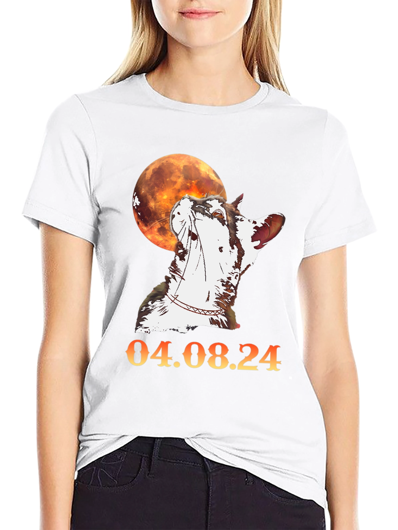 Cat & Moon Graphic T-Shirt - 04.08.24 Design