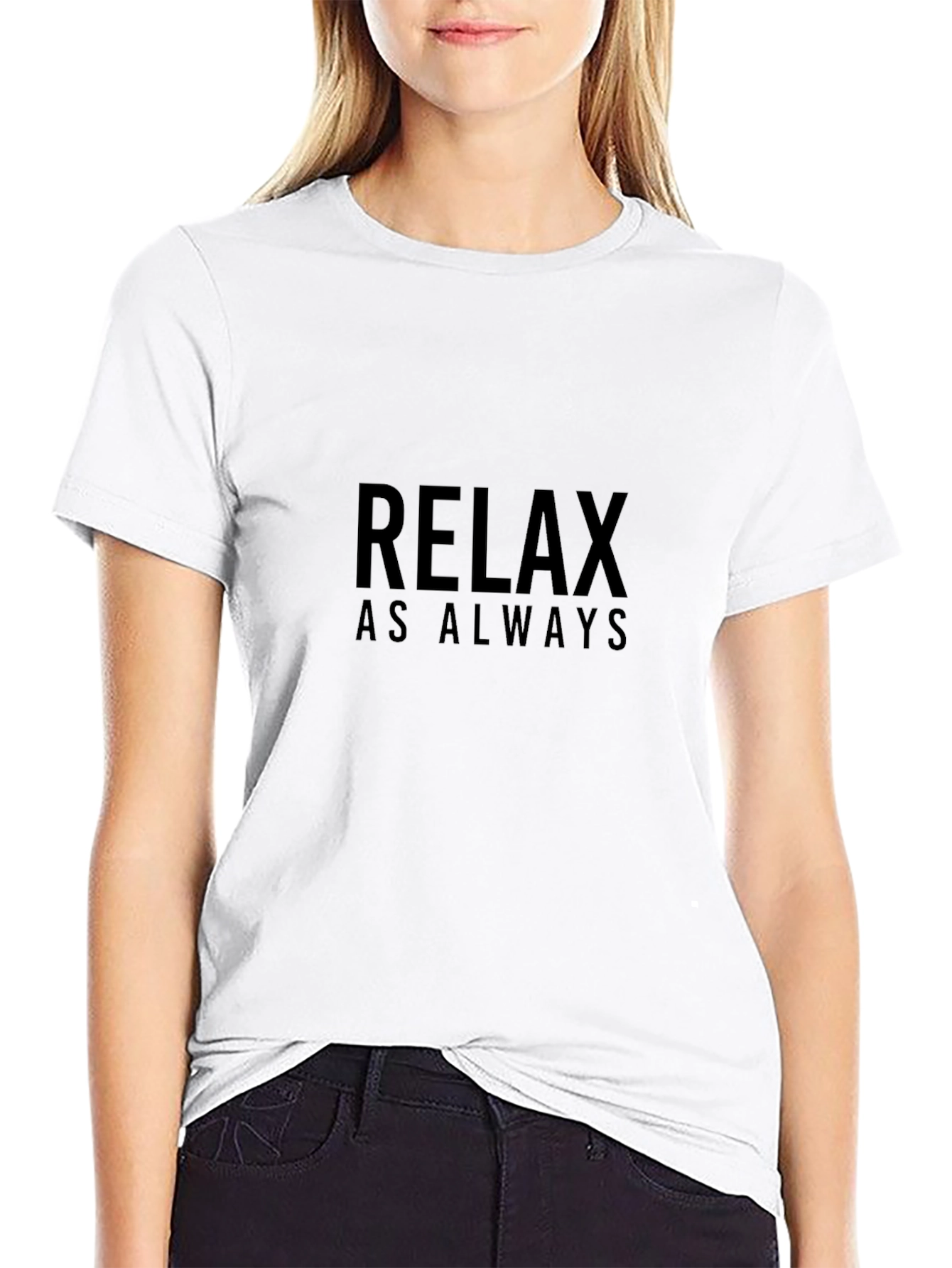 Relax As Always Black Graphic T-Shirt