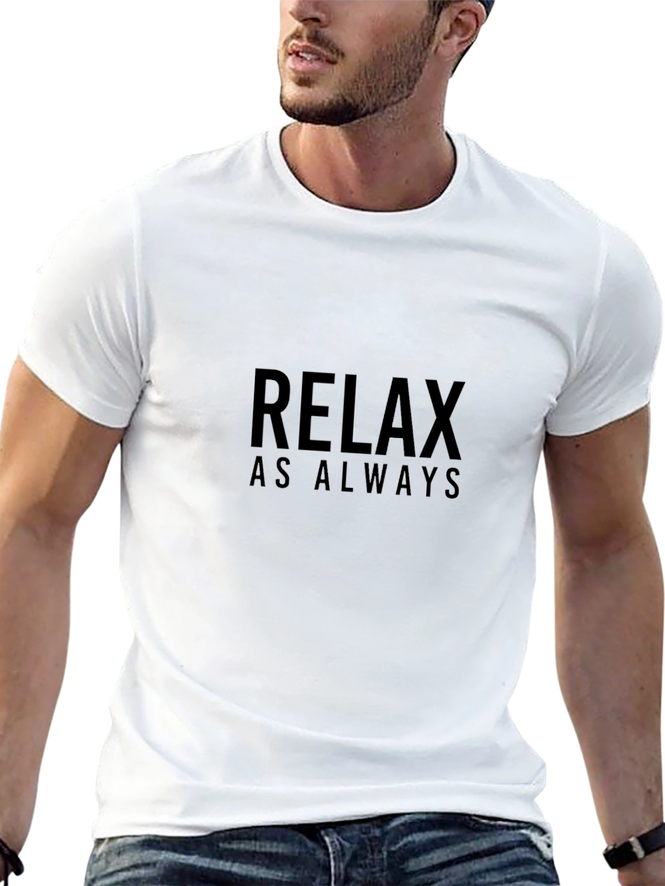 Relax As Always Black Graphic T-Shirt