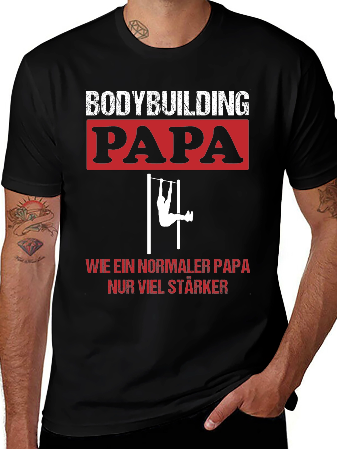 Bodybuilding Papa T-Shirt - Strong Dad Tee