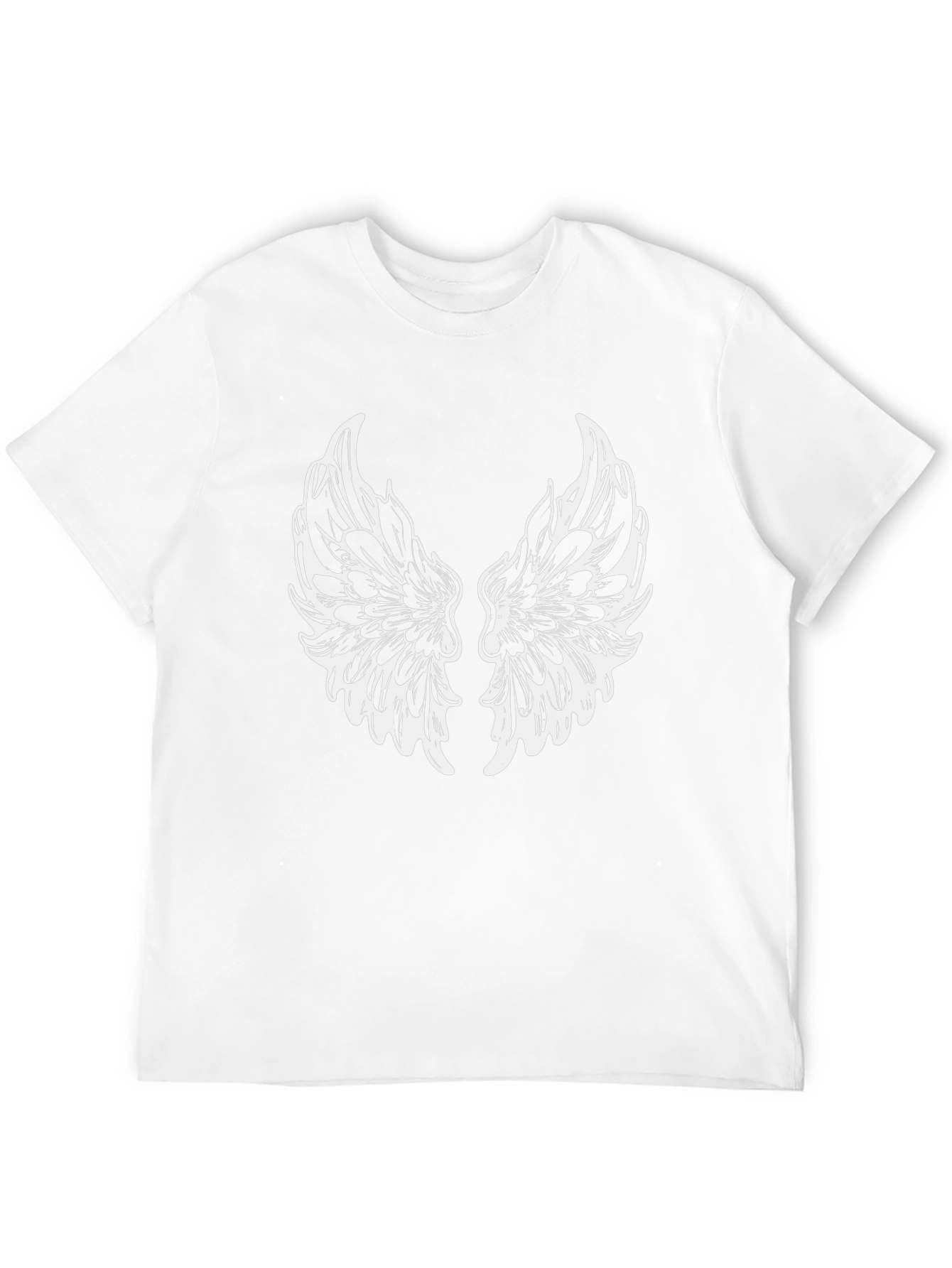 Black T-Shirt with White Wings Graphic