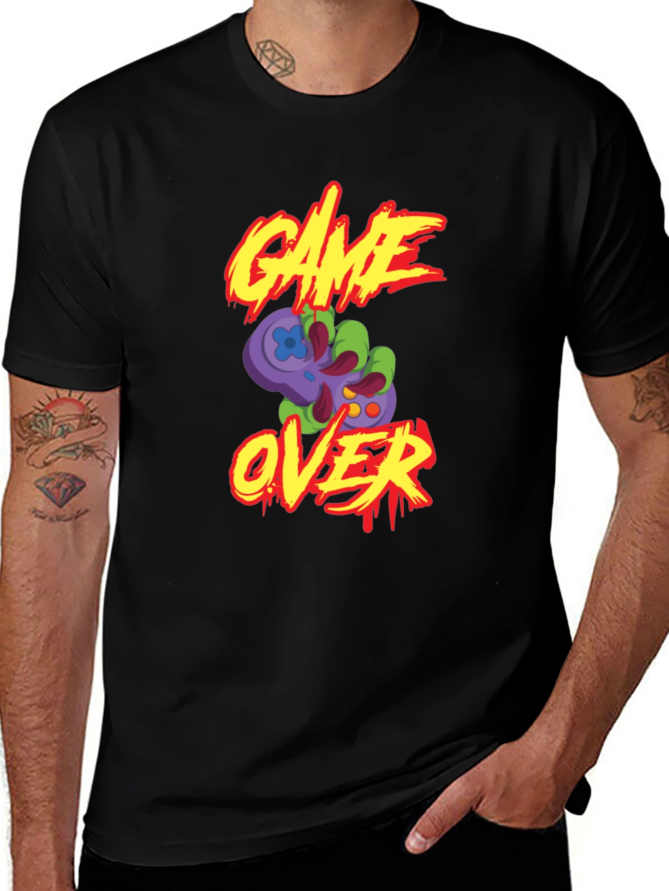 Game Over Zombie Hand T-Shirt - Retro Gaming