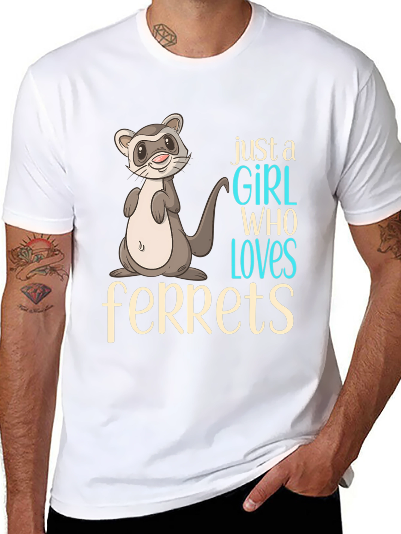 Cute Ferret Graphic T-Shirt for Animal Lovers