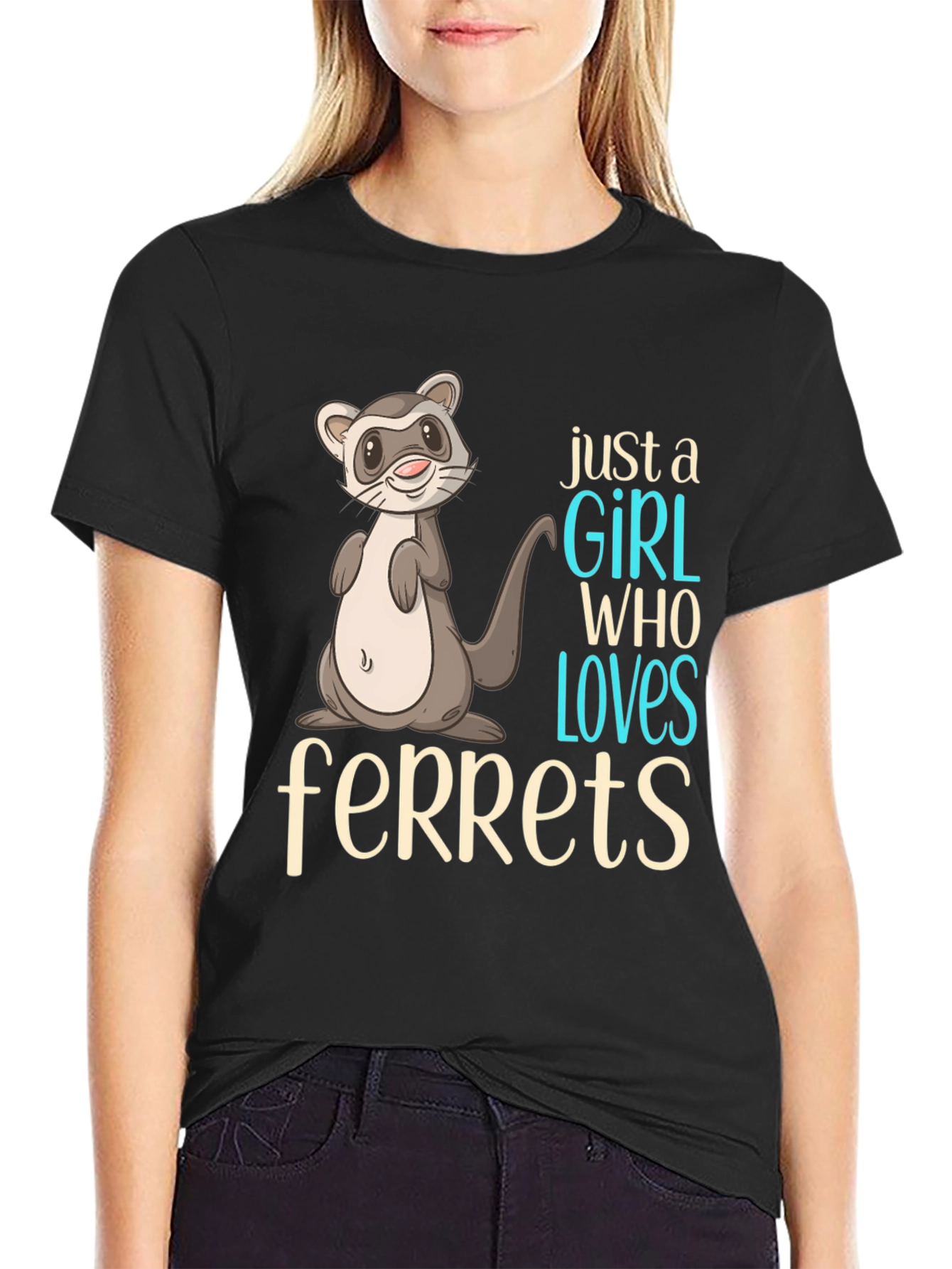 Cute Ferret Graphic T-Shirt for Animal Lovers