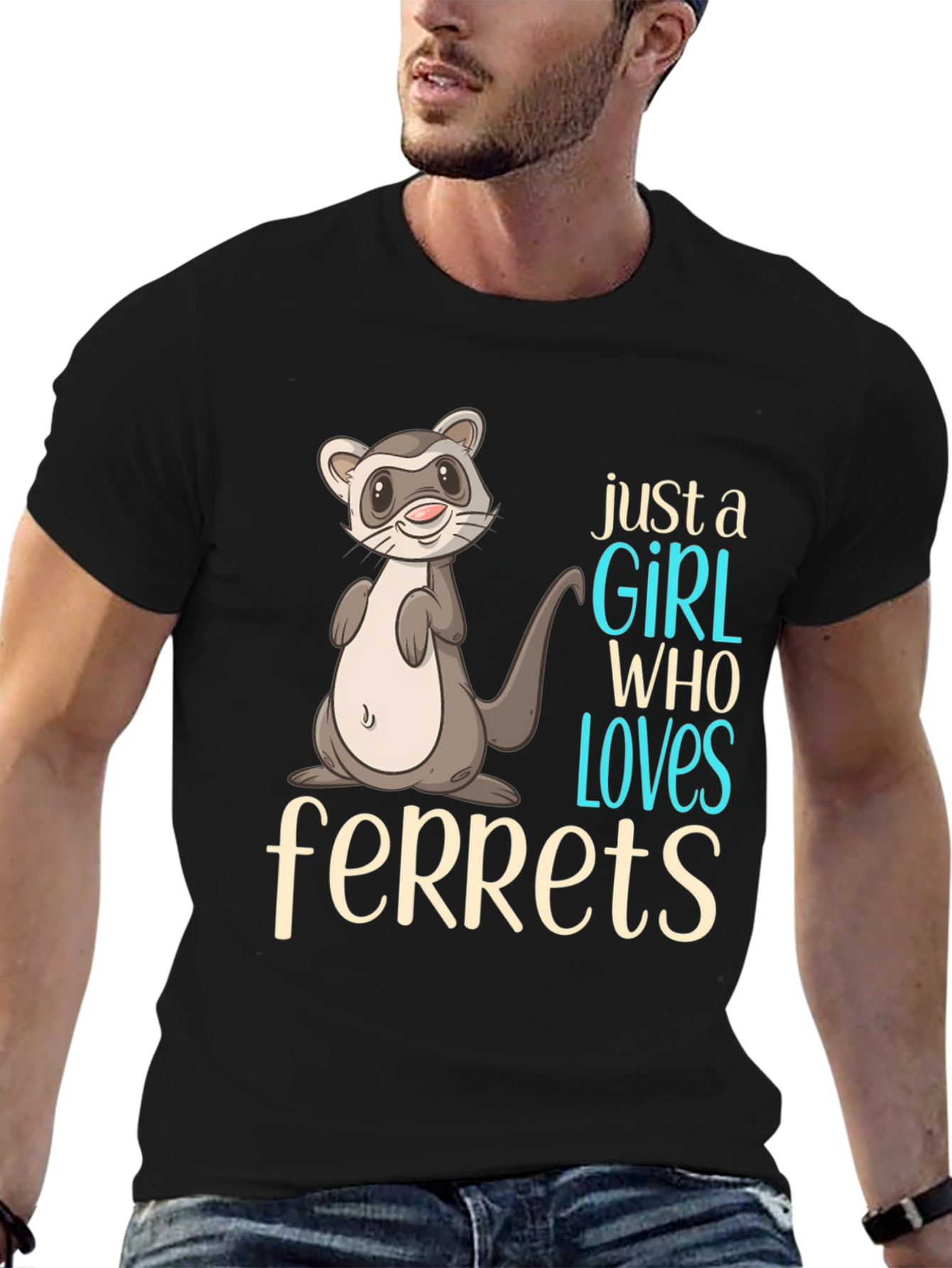 Cute Ferret Graphic T-Shirt for Animal Lovers