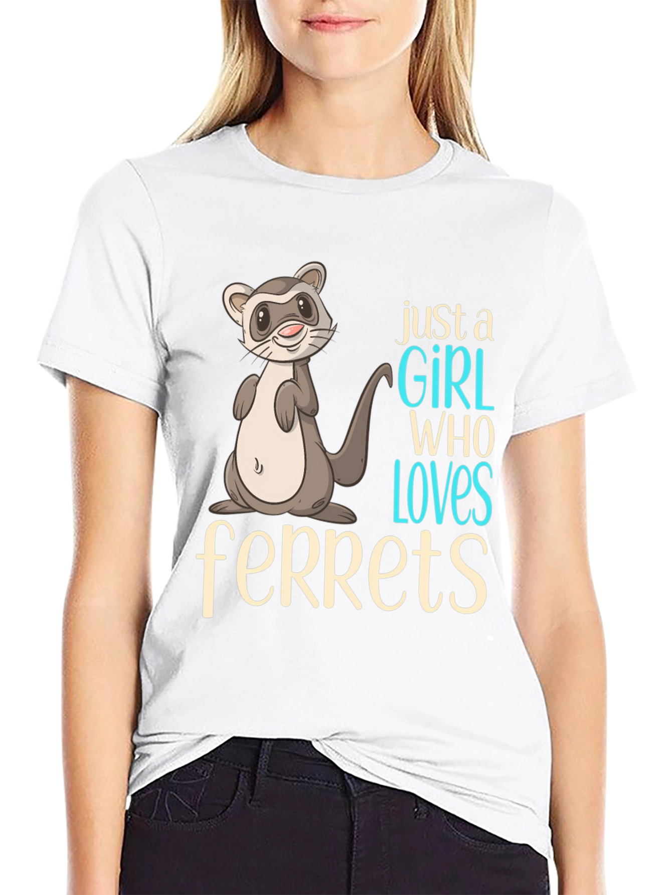 Cute Ferret Graphic T-Shirt for Animal Lovers