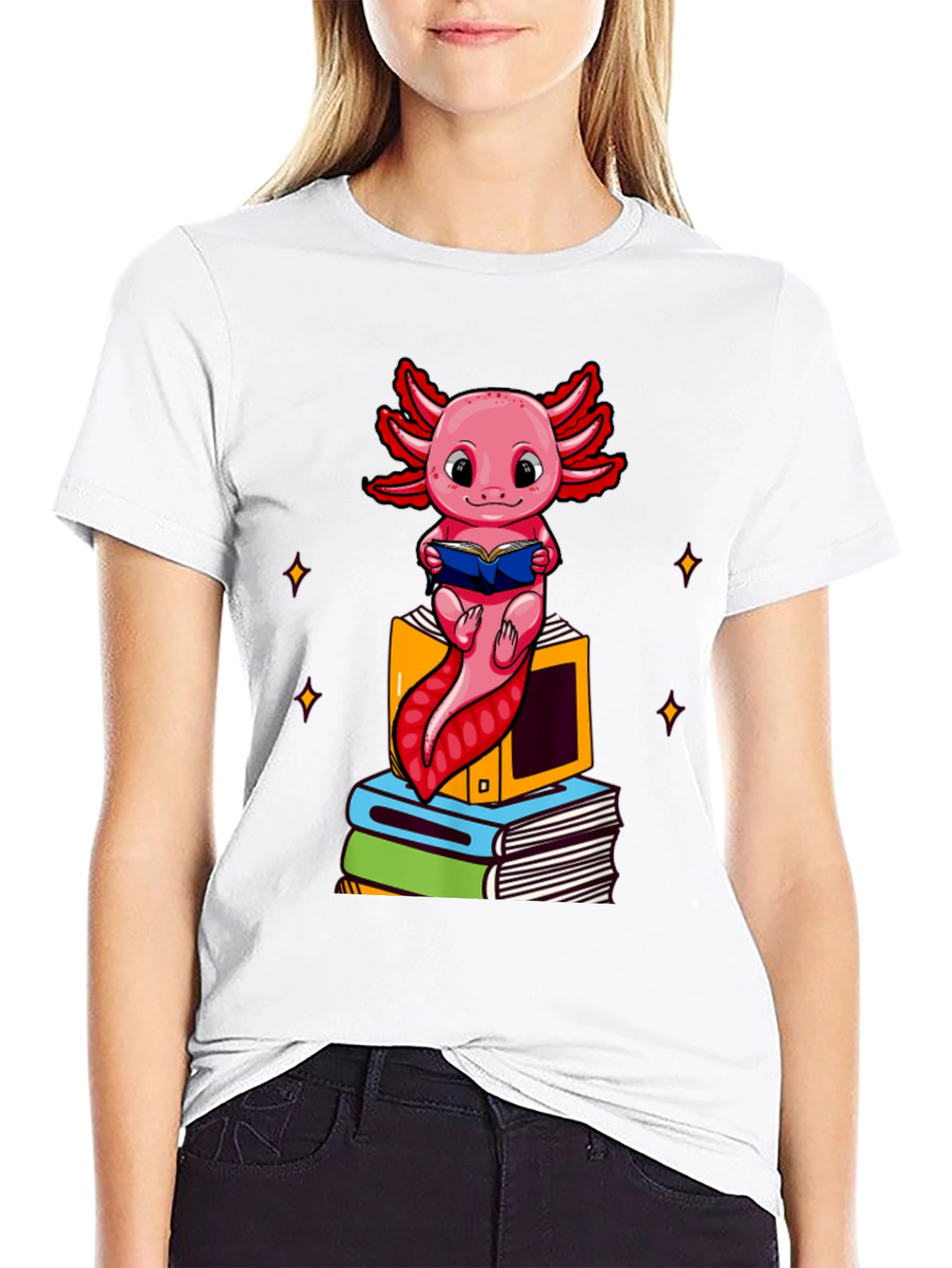 Axolotl Reader T-Shirt - Book Lover Tee