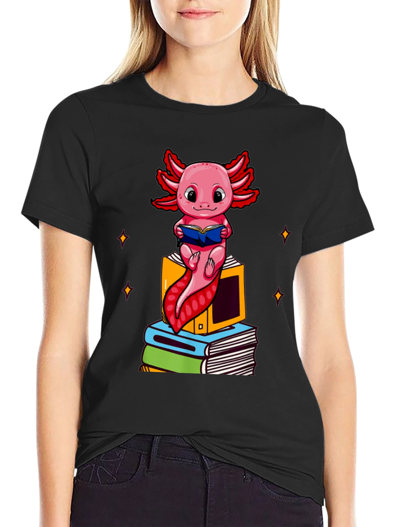 Axolotl Reader T-Shirt - Book Lover Tee