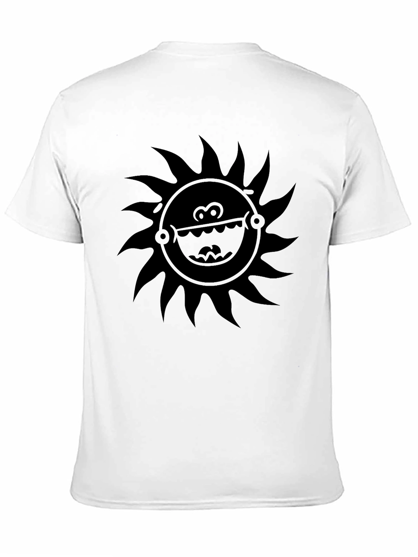 Black T-Shirt with Sun Face Graphic
