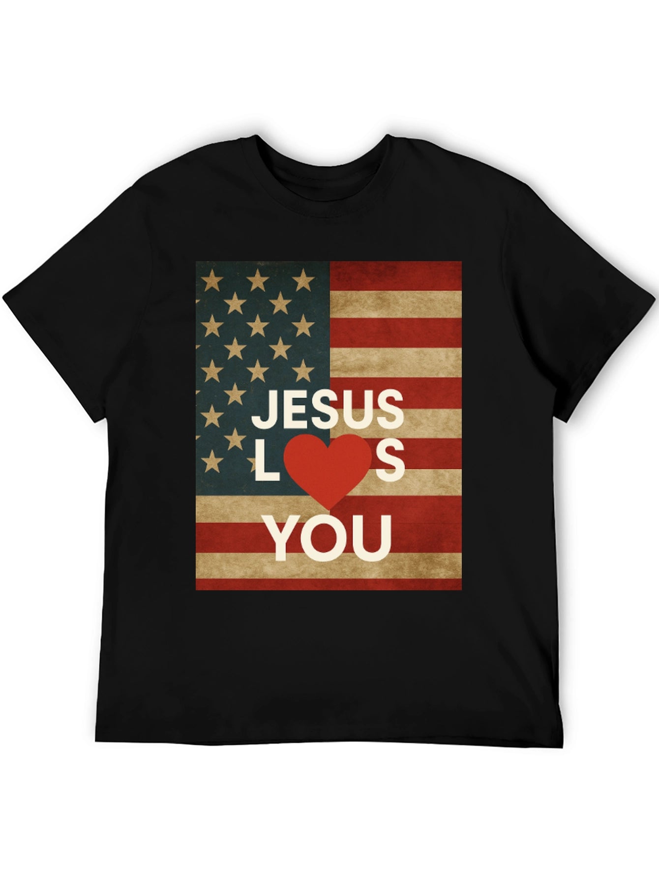 Jesus Loves You American Flag Graphic Tee