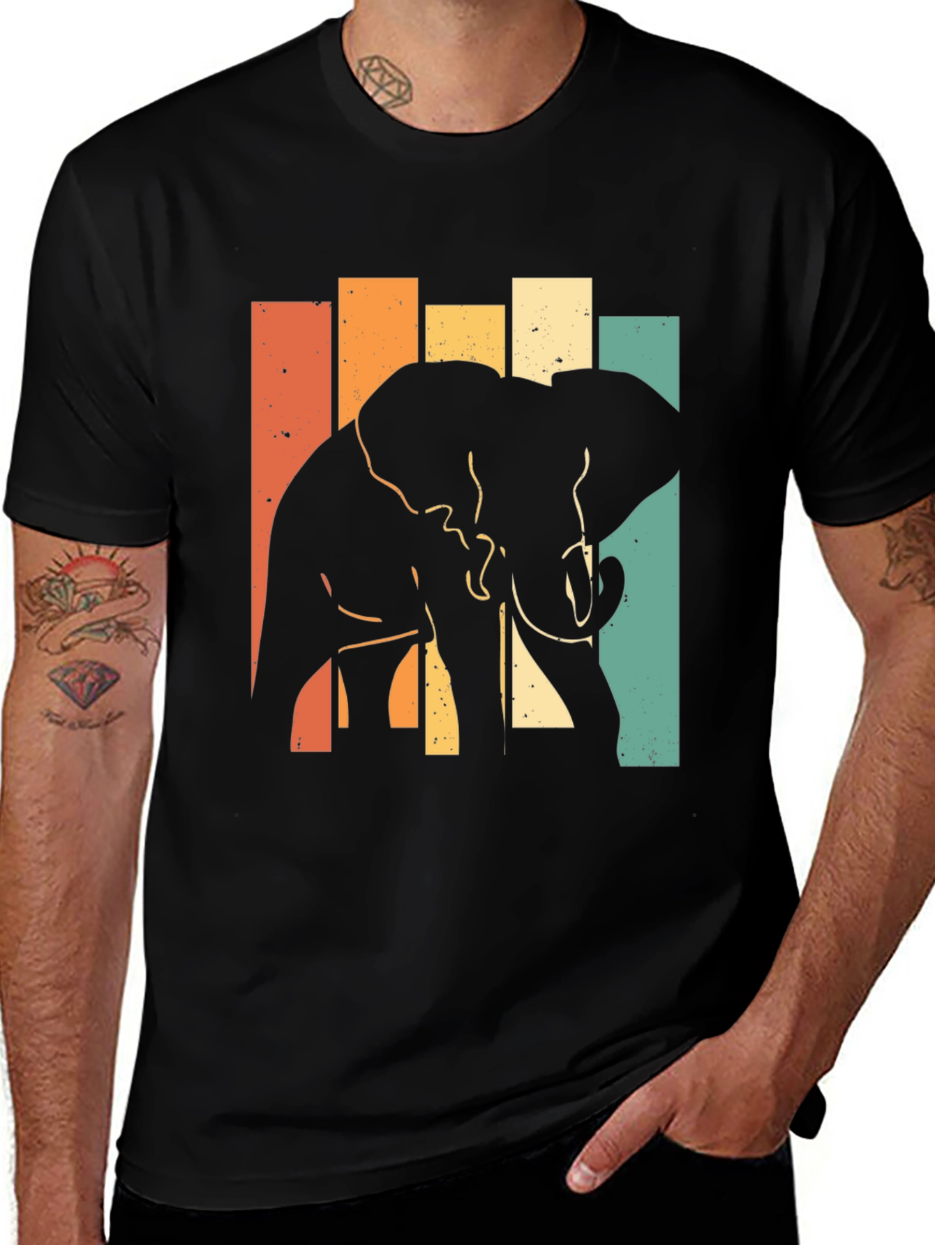 Retro Elephant Silhouette T-Shirt