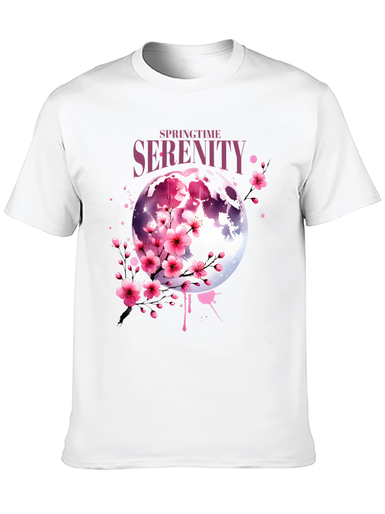 Springtime Serenity Floral Moon Graphic Tee