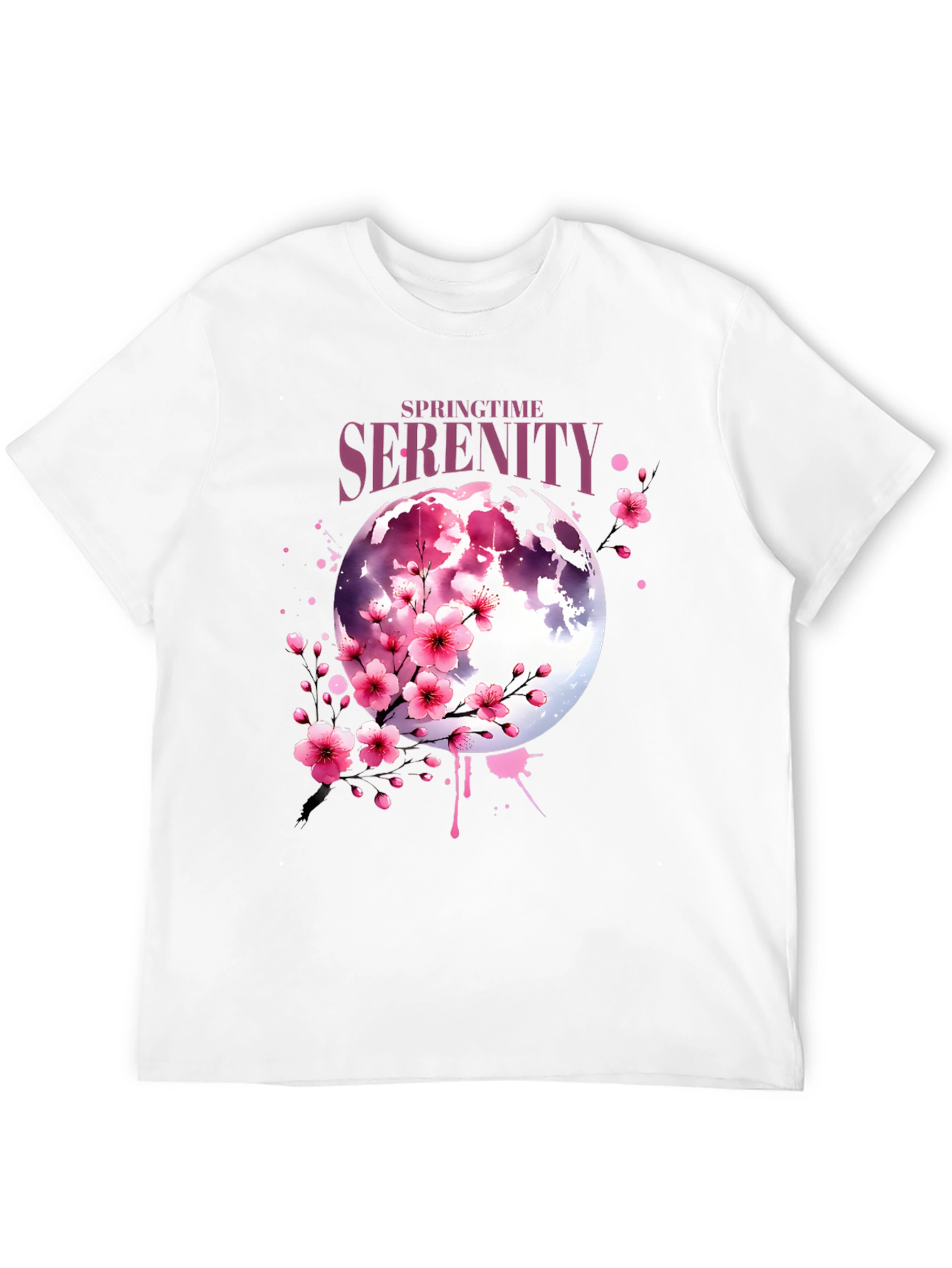 Springtime Serenity Floral Moon Graphic Tee