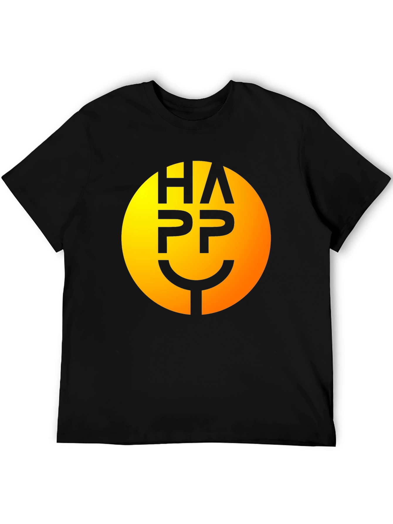Happy Face Graphic Tee - Smiley Black T-Shirt