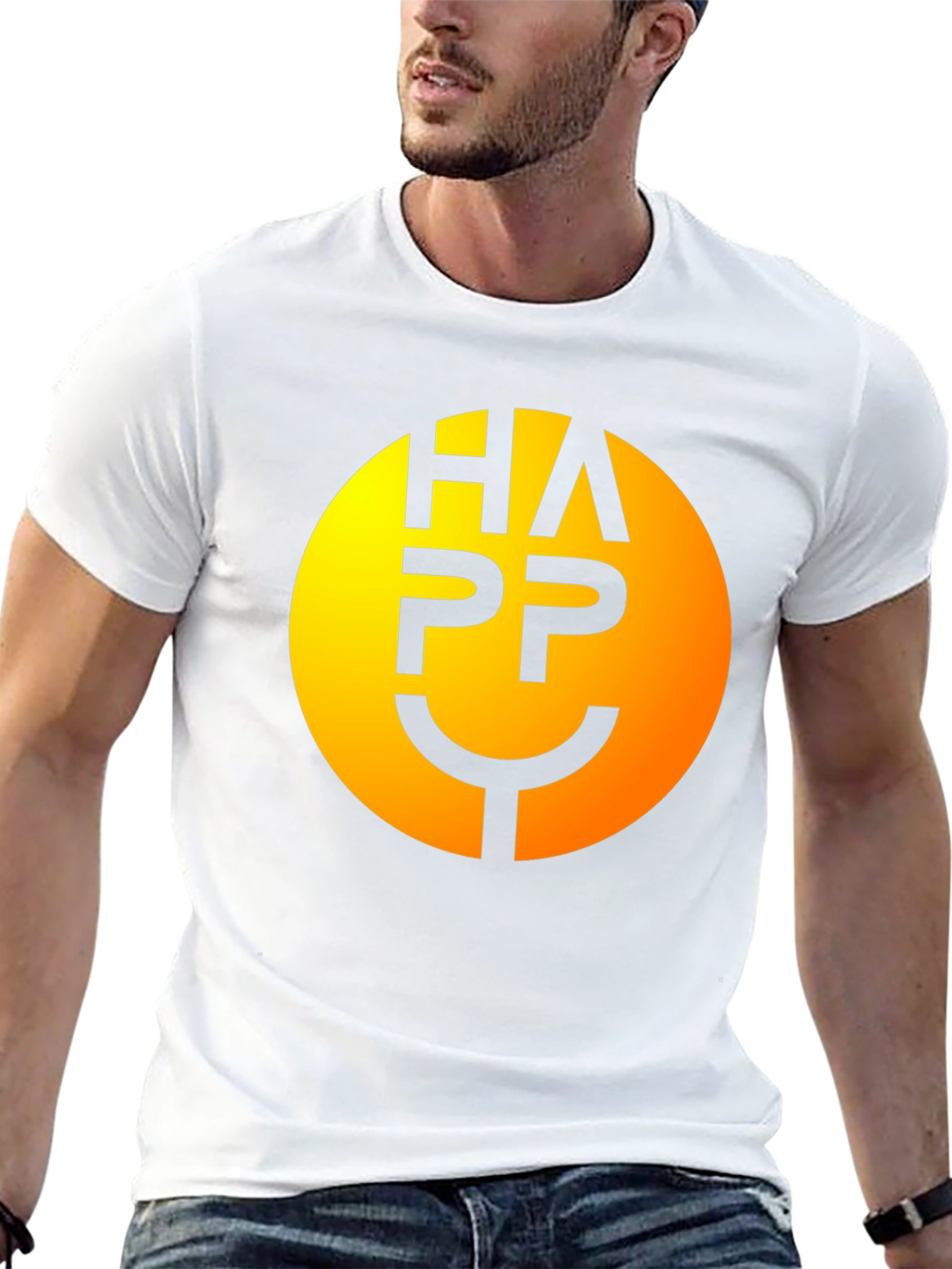Happy Face Graphic Tee - Smiley Black T-Shirt