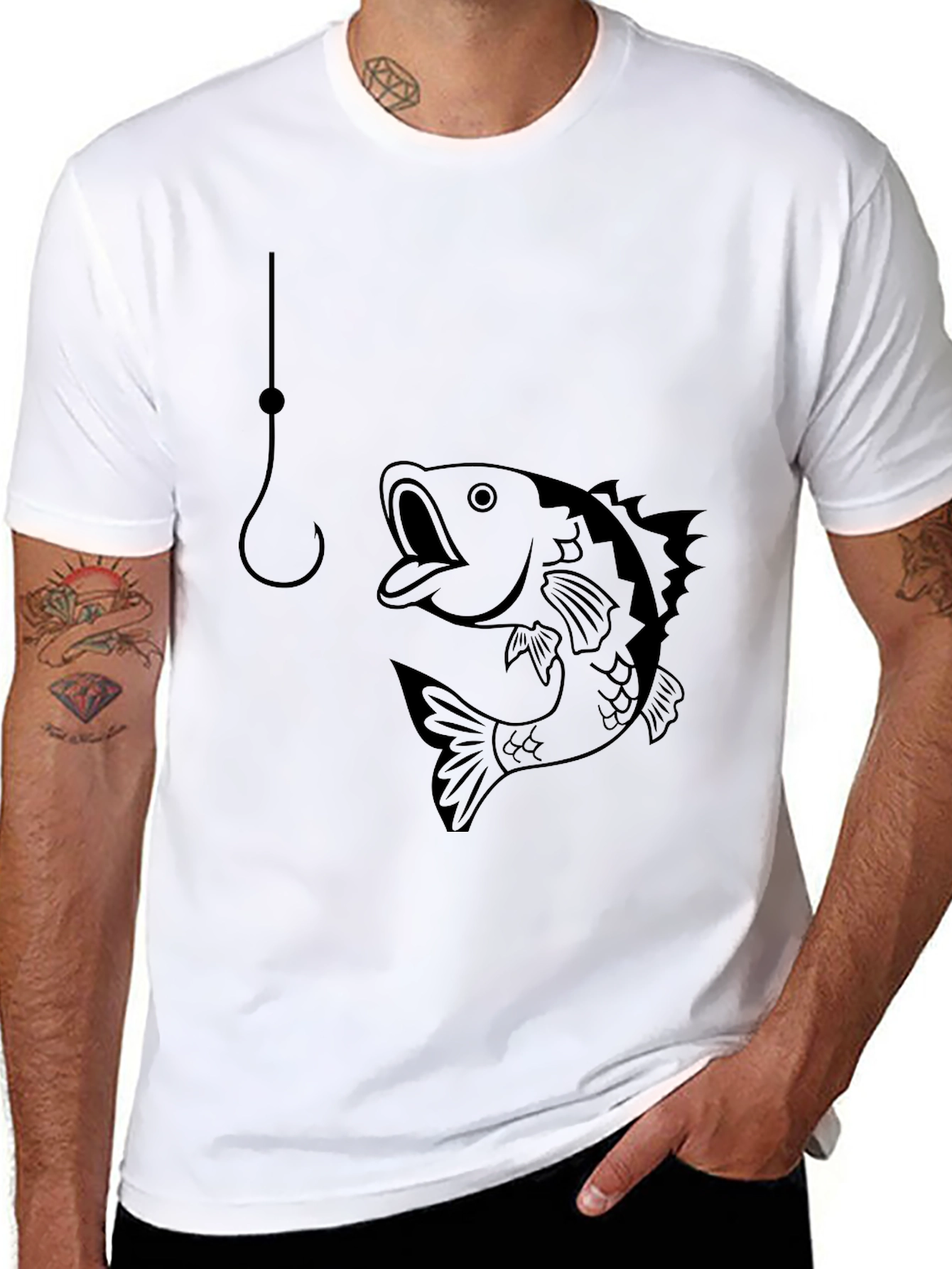Fishing T-Shirt: Hooked Fish Design