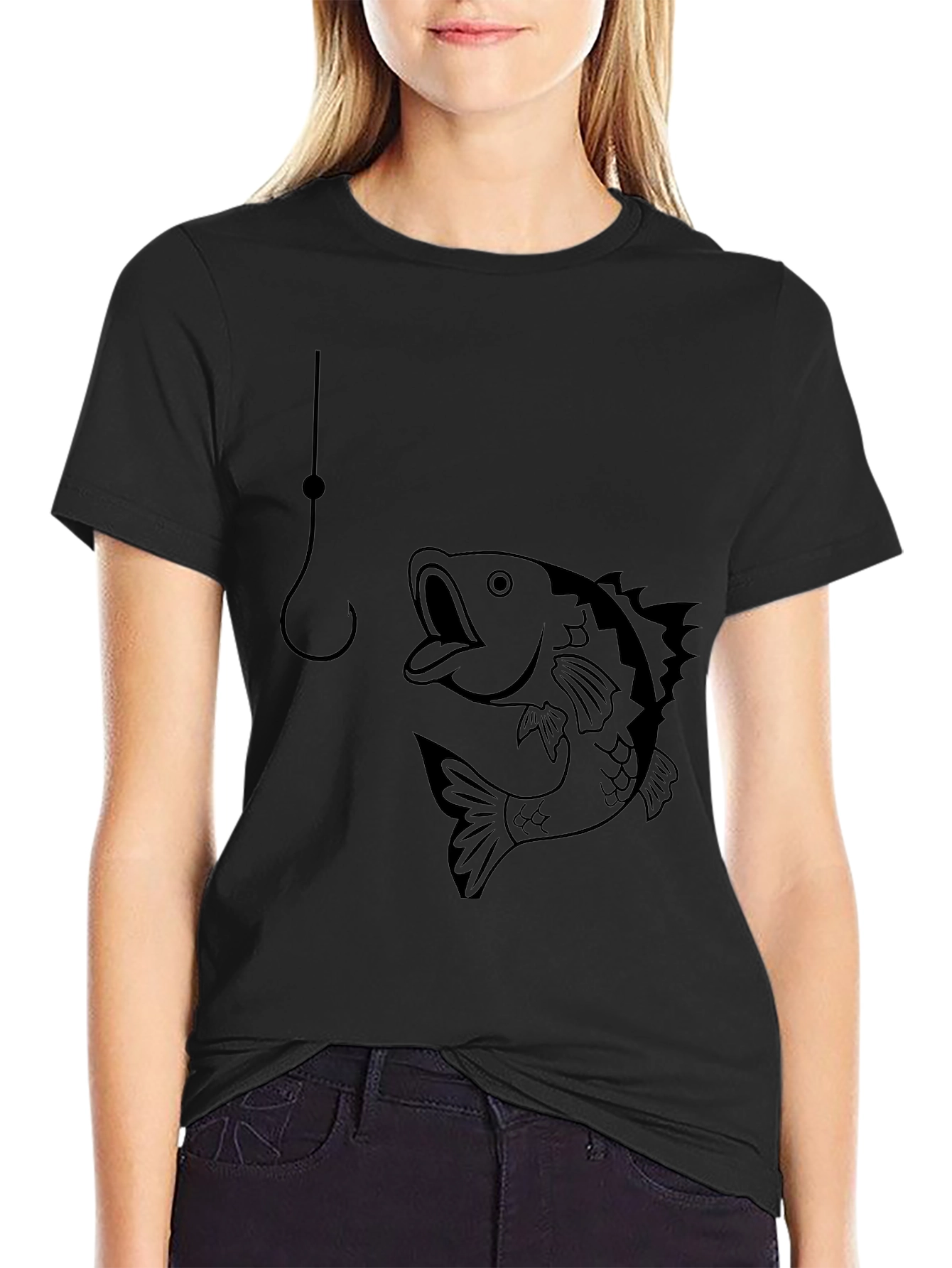 Fishing T-Shirt: Hooked Fish Design