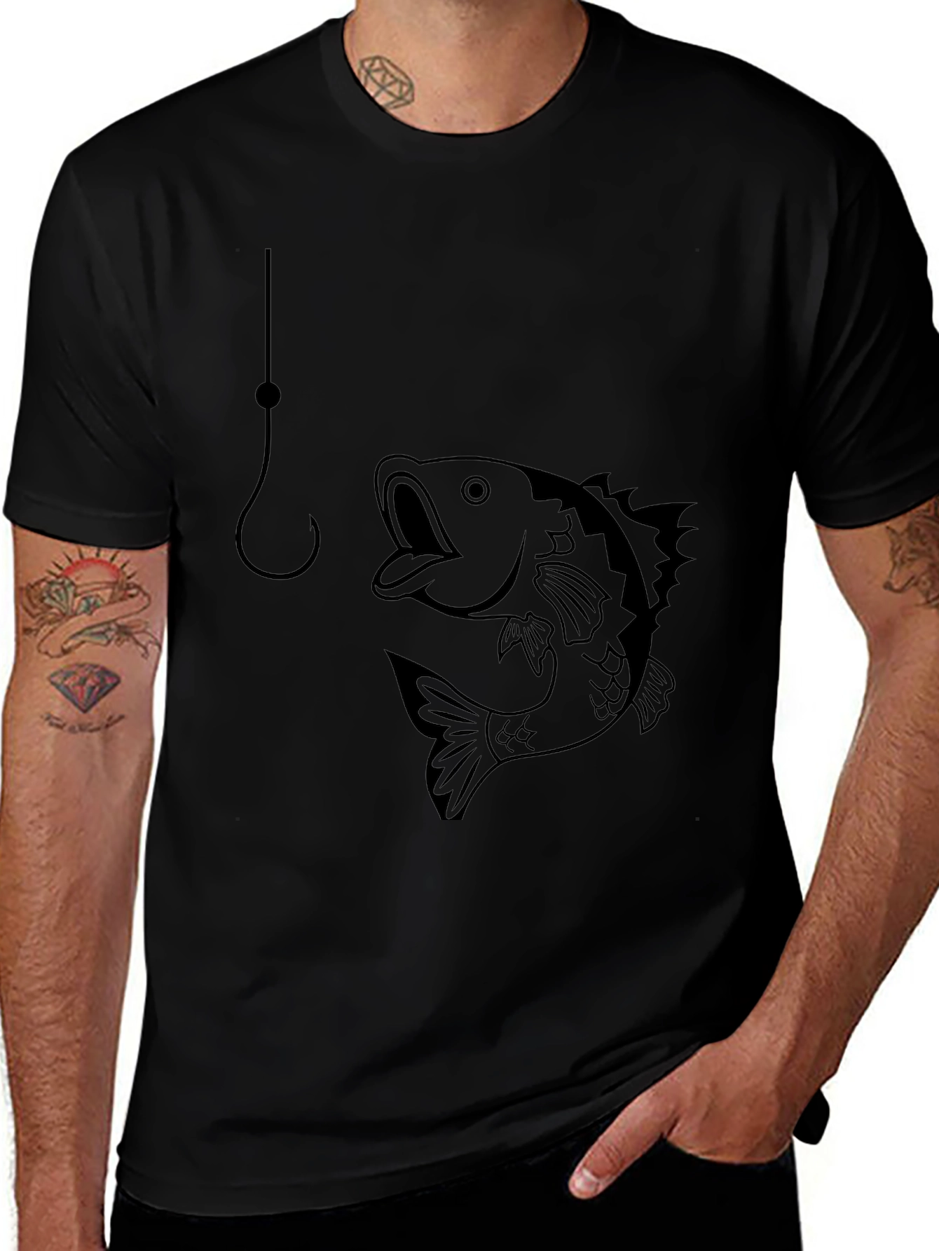 Fishing T-Shirt: Hooked Fish Design