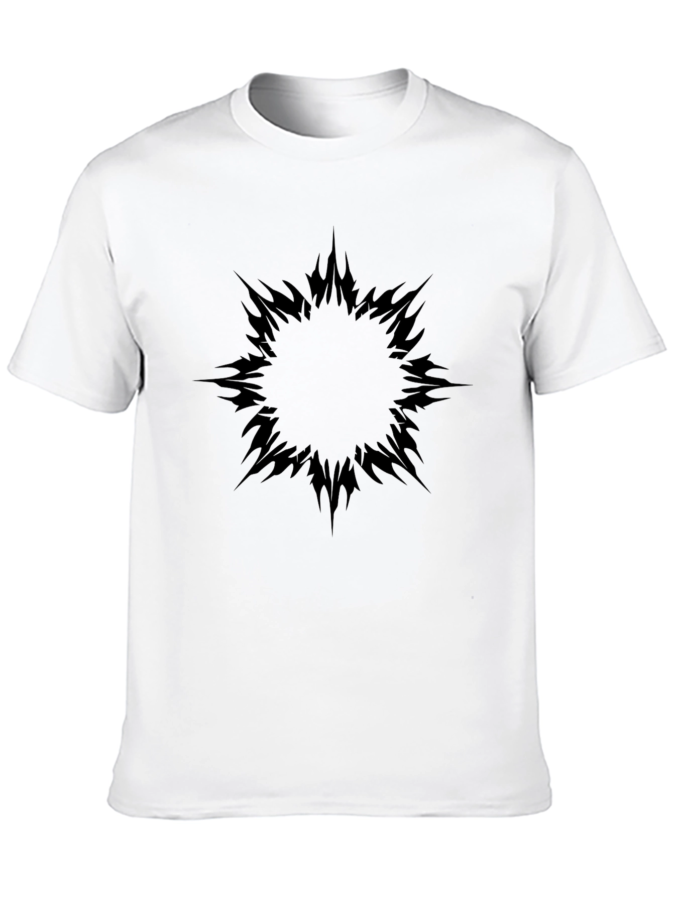 Mens Black T-Shirt with Abstract Sun Design