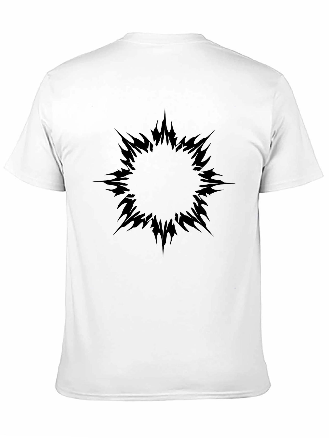 Mens Black T-Shirt with Abstract Sun Design
