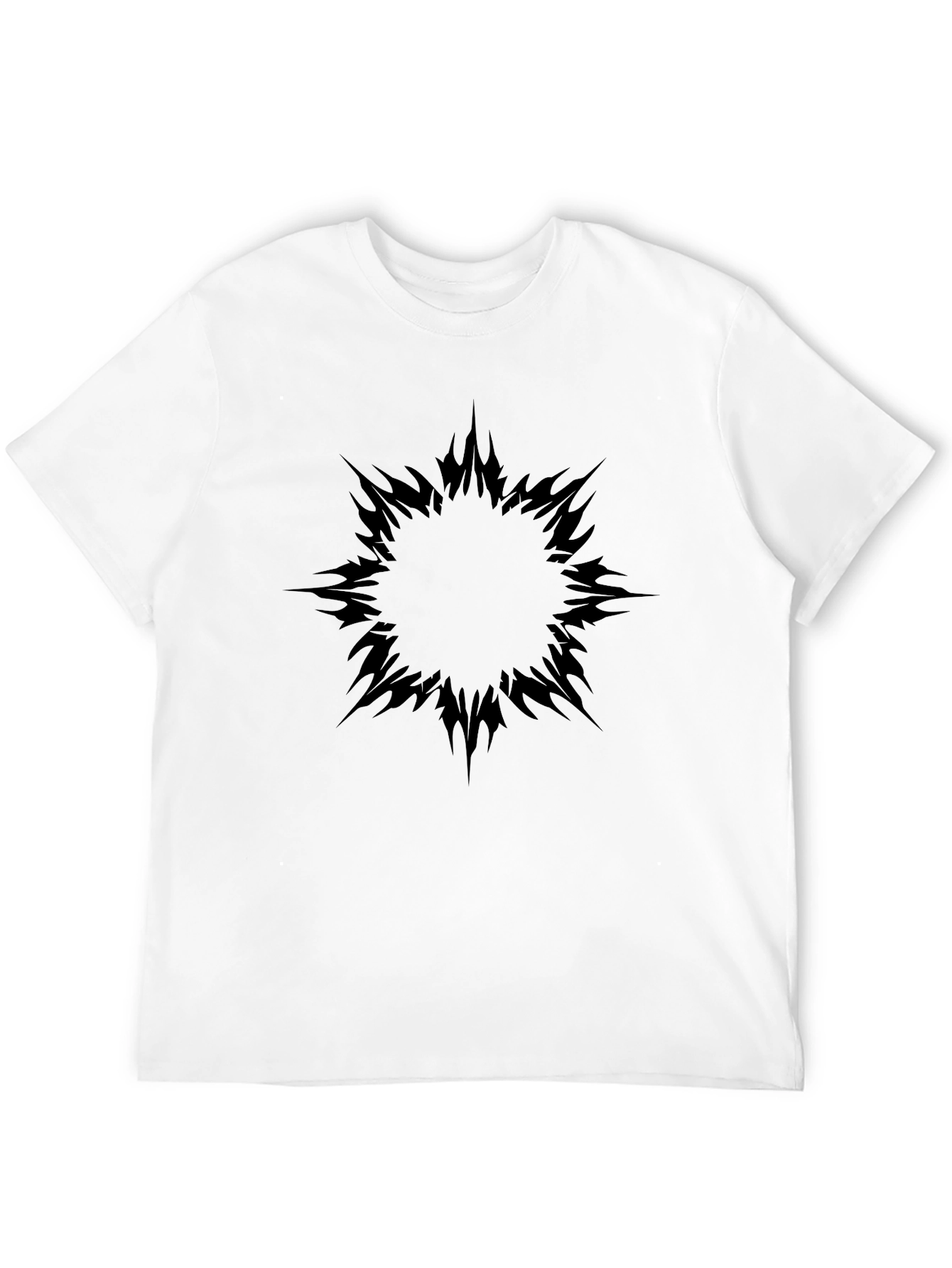 Mens Black T-Shirt with Abstract Sun Design