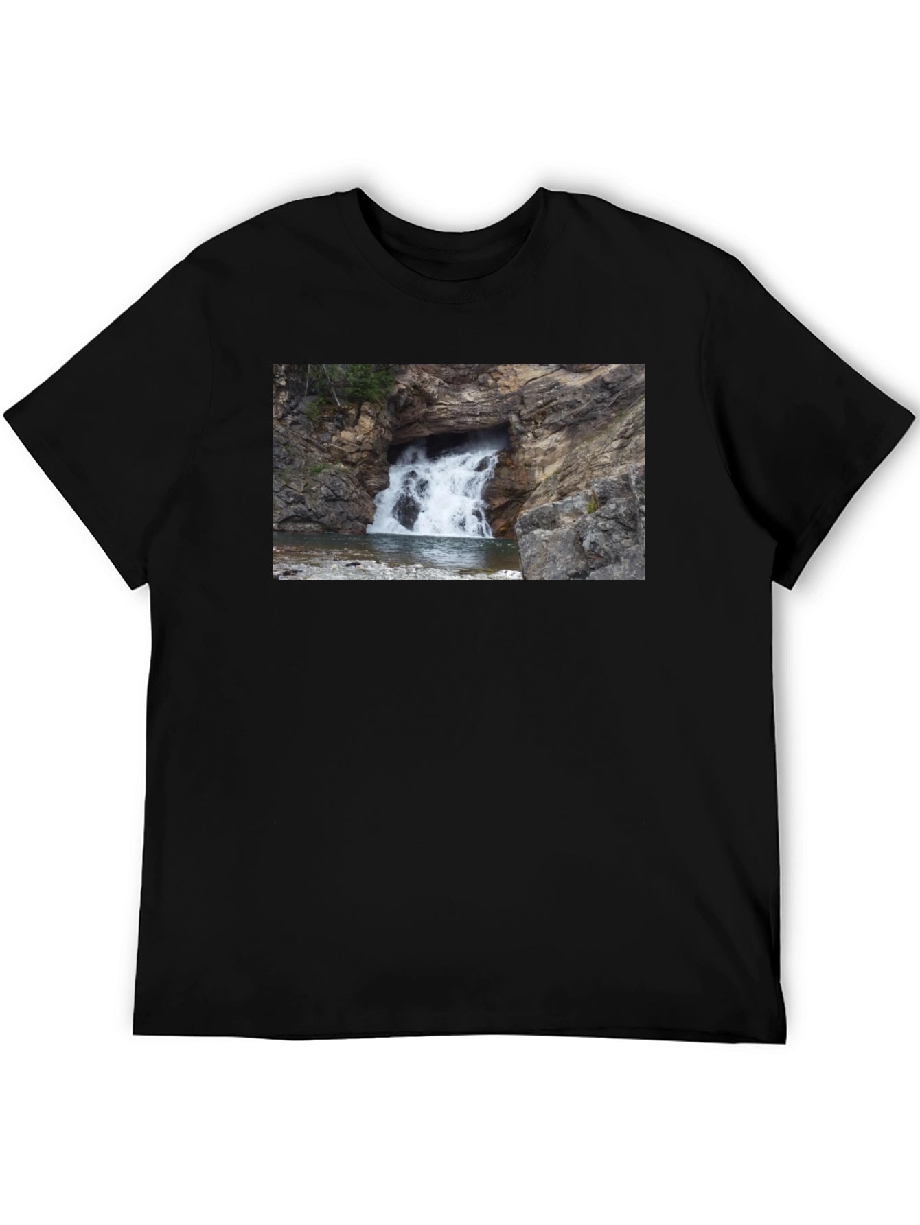Waterfall Graphic Black T-Shirt