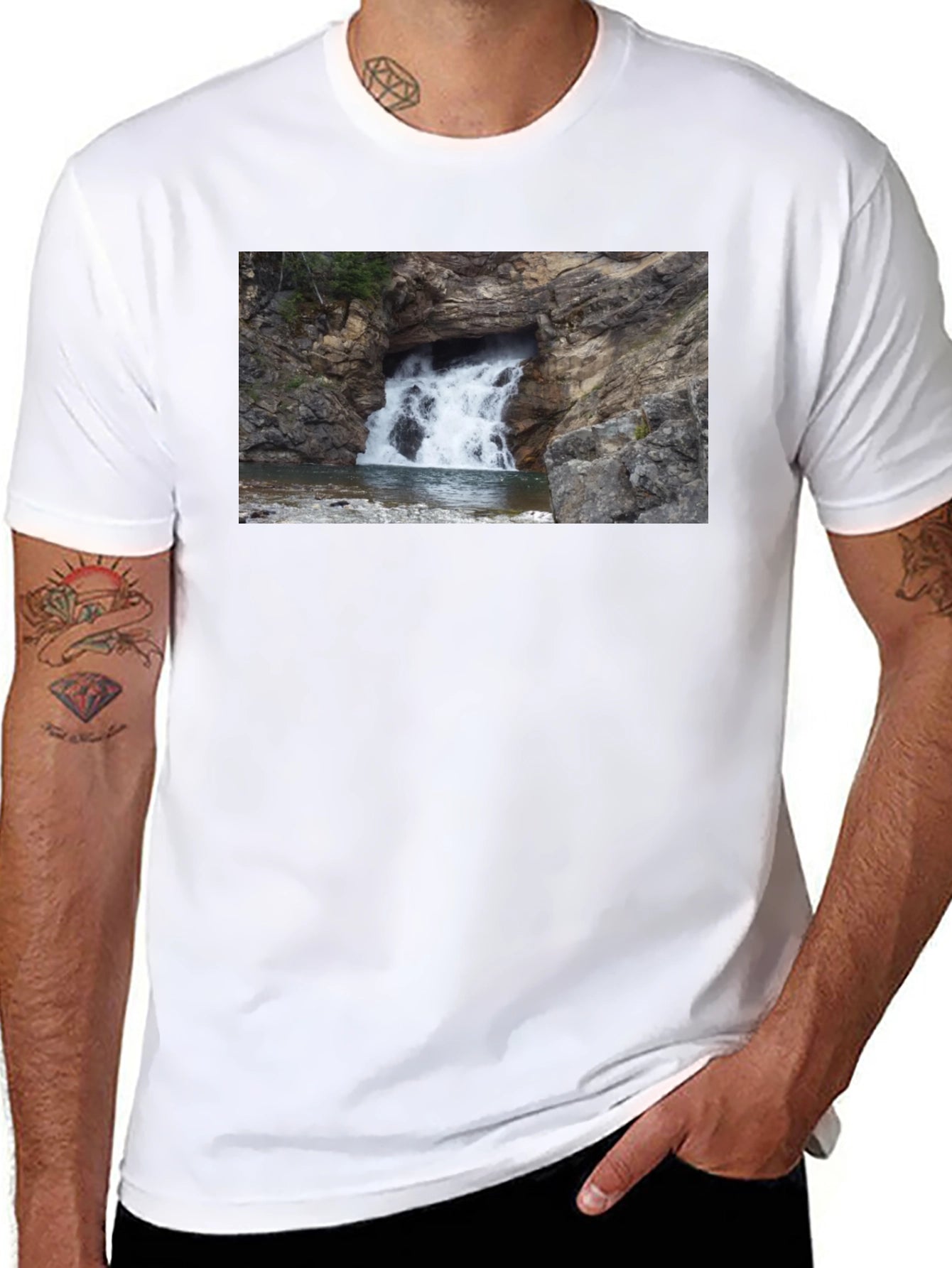Waterfall Graphic Black T-Shirt