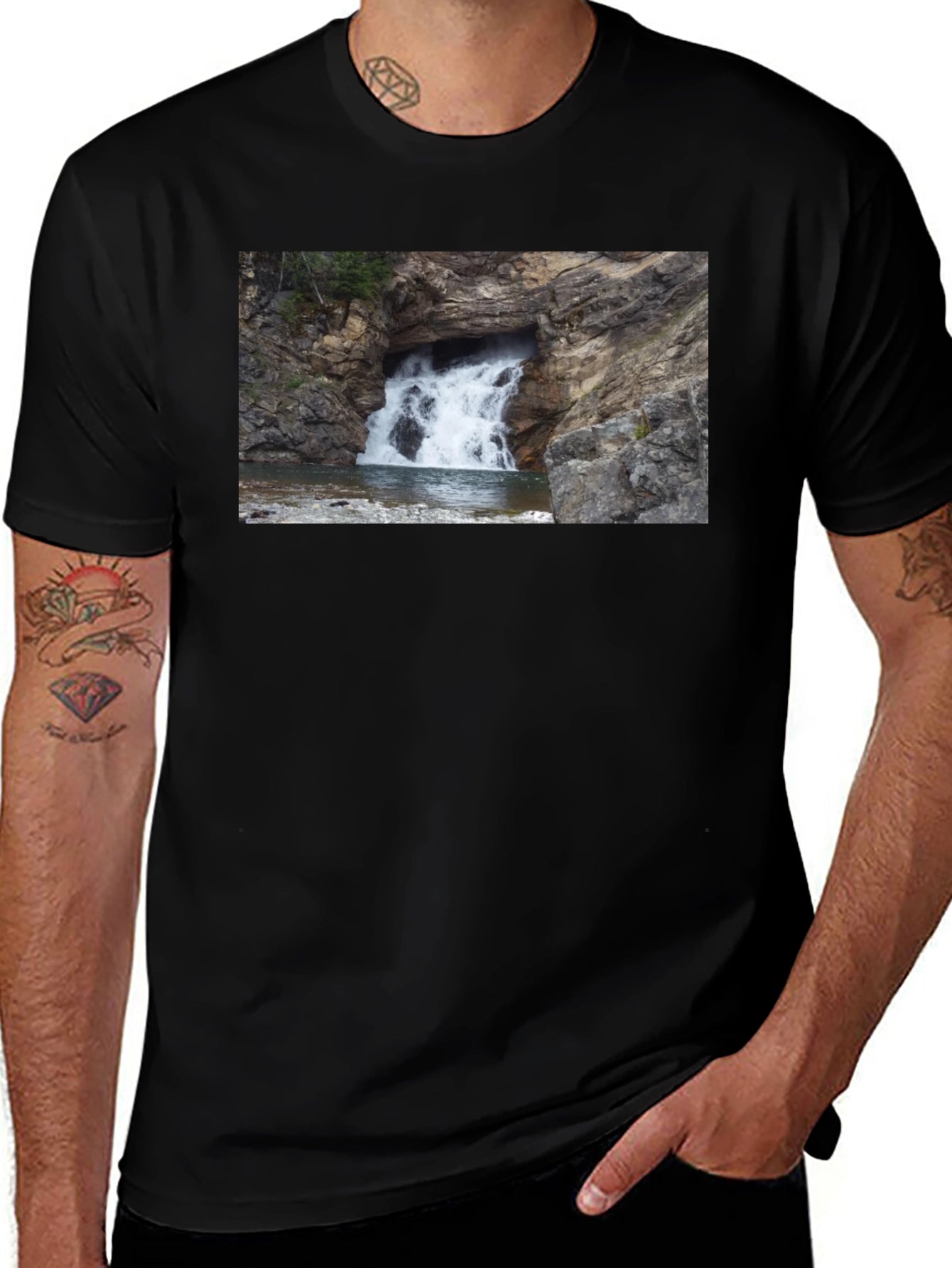 Waterfall Graphic Black T-Shirt