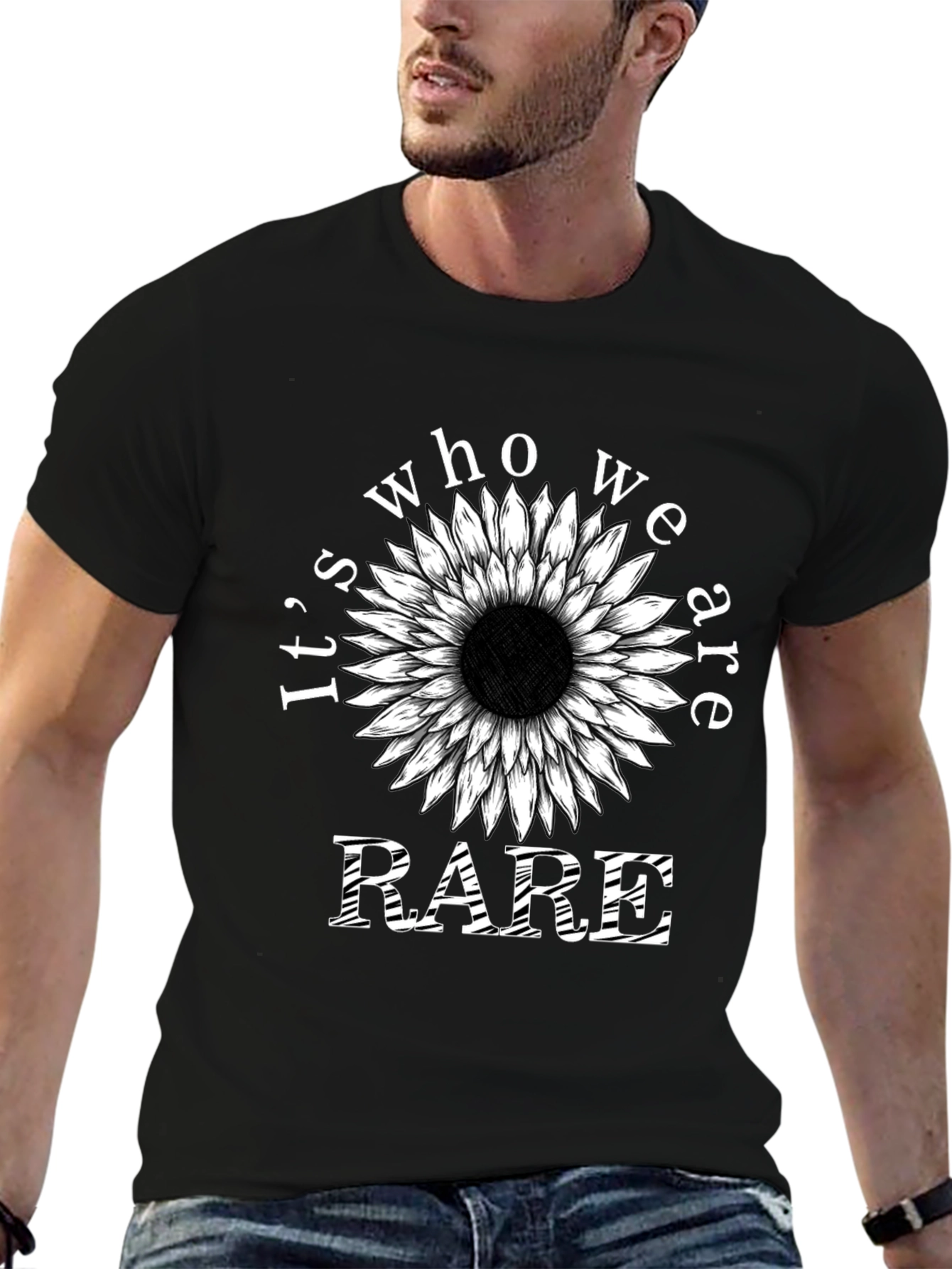 Rare Sunflower Graphic Tee - Black Unisex T-Shirt