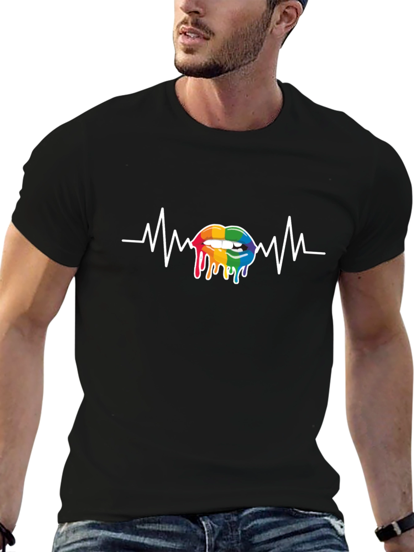 Rainbow Lips Heartbeat T-Shirt