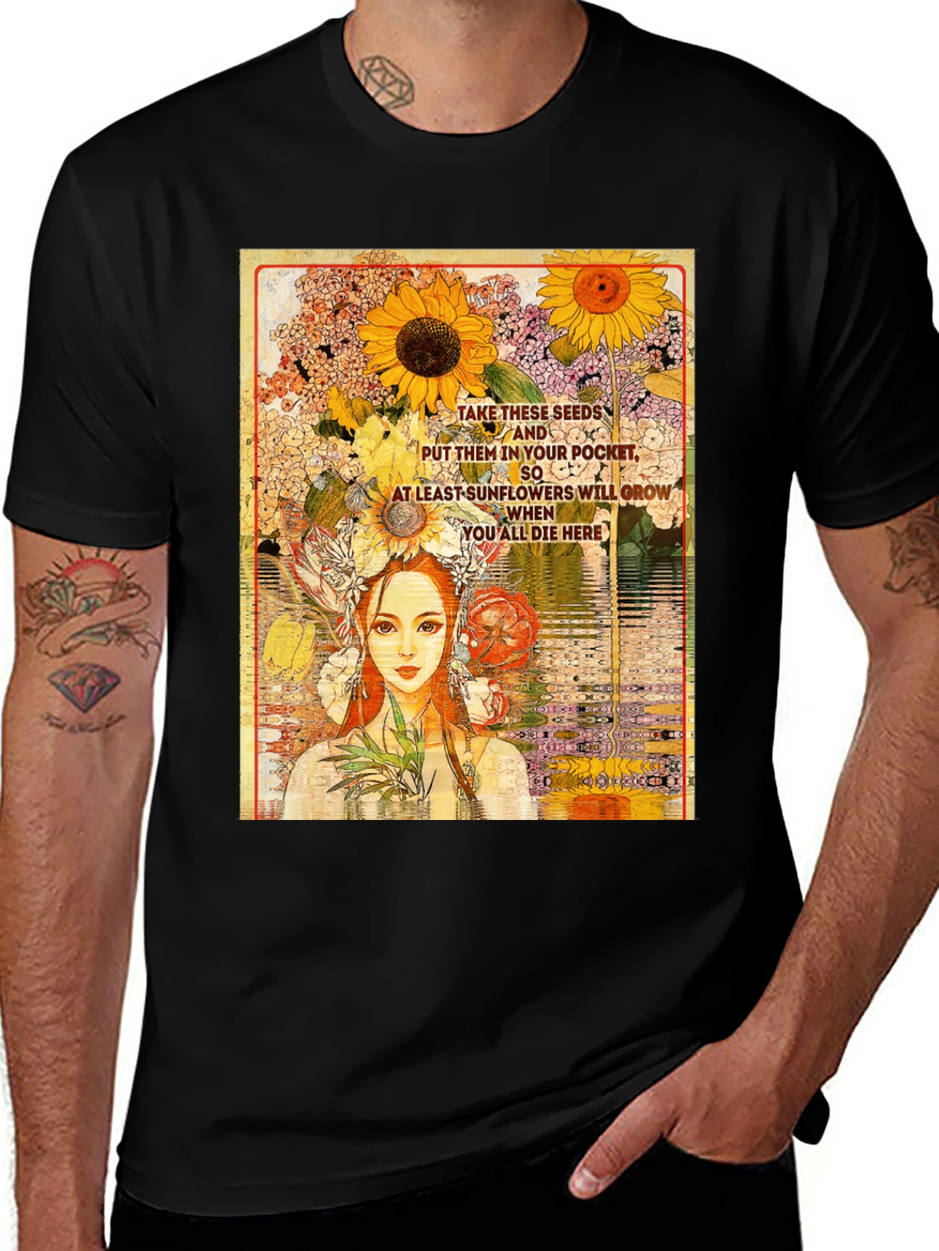 Sunflower Seeds T-Shirt - Unique Floral Design
