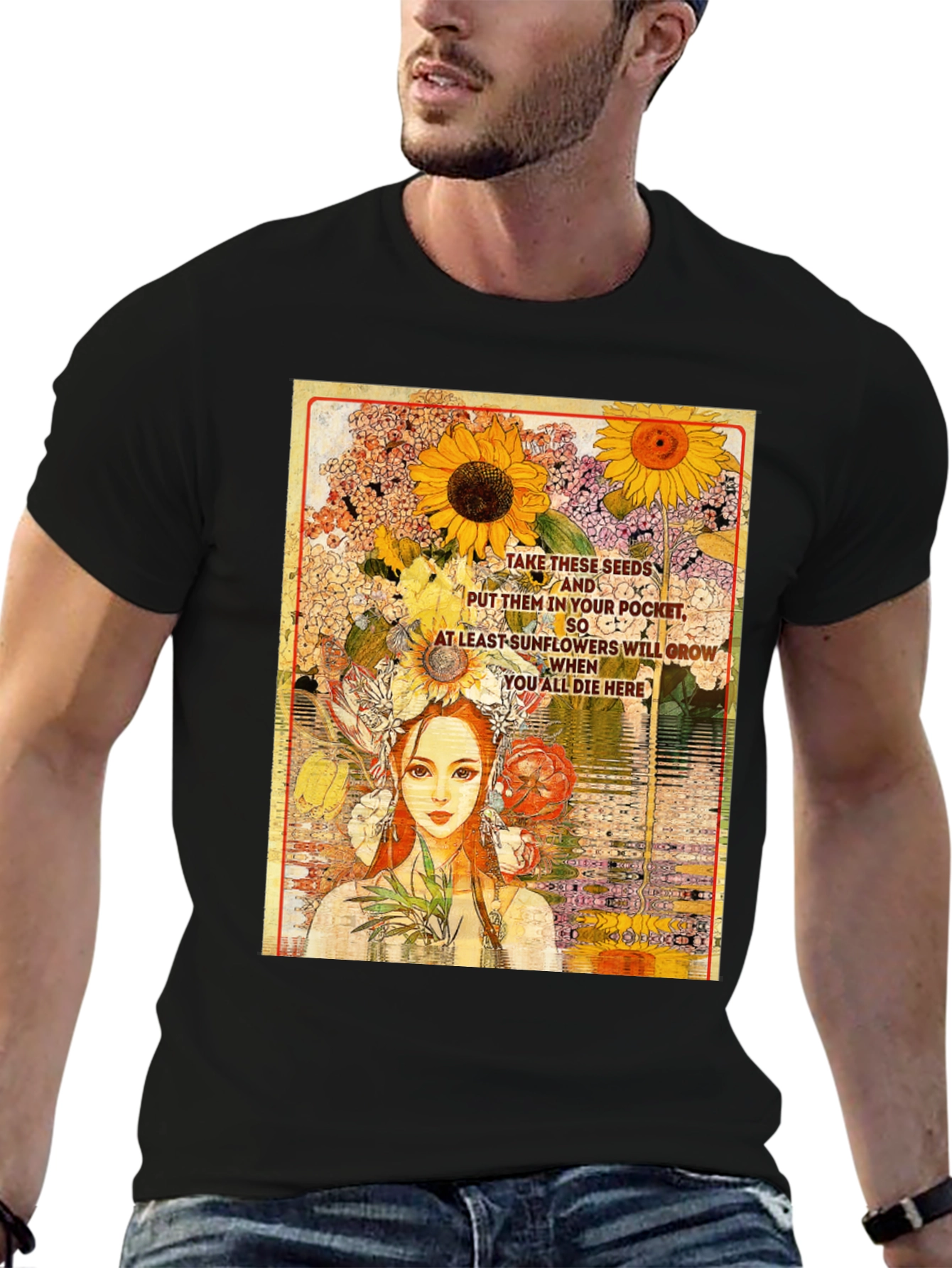 Sunflower Seeds T-Shirt - Unique Floral Design