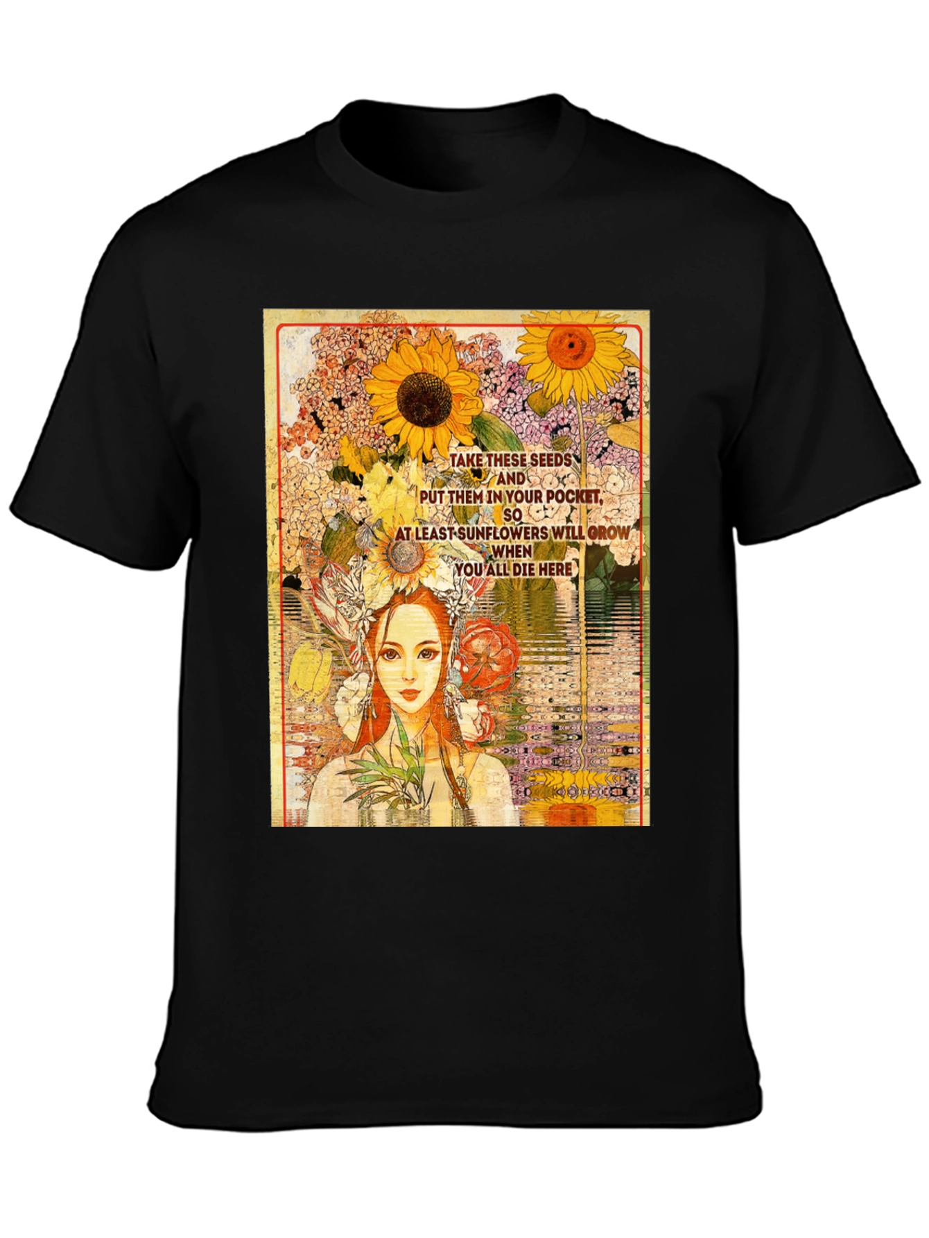 Sunflower Seeds T-Shirt - Unique Floral Design