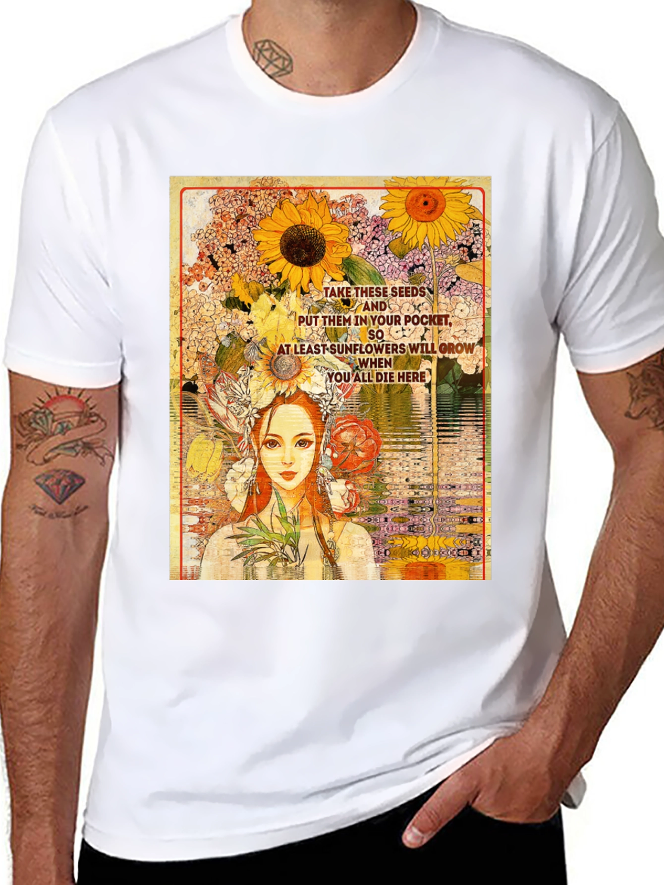 Sunflower Seeds T-Shirt - Unique Floral Design