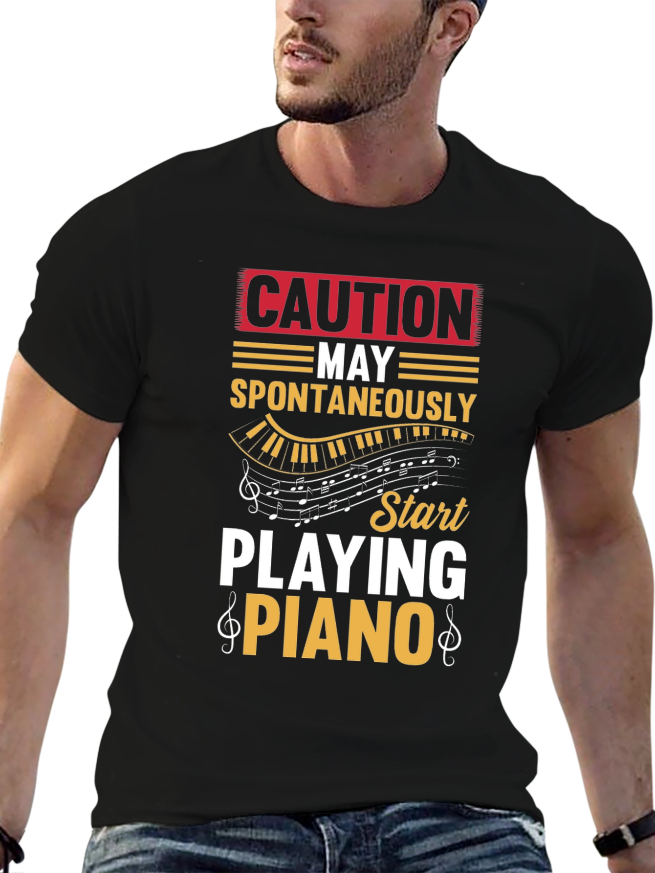Caution May Spontaneously Play Piano T-Shirt