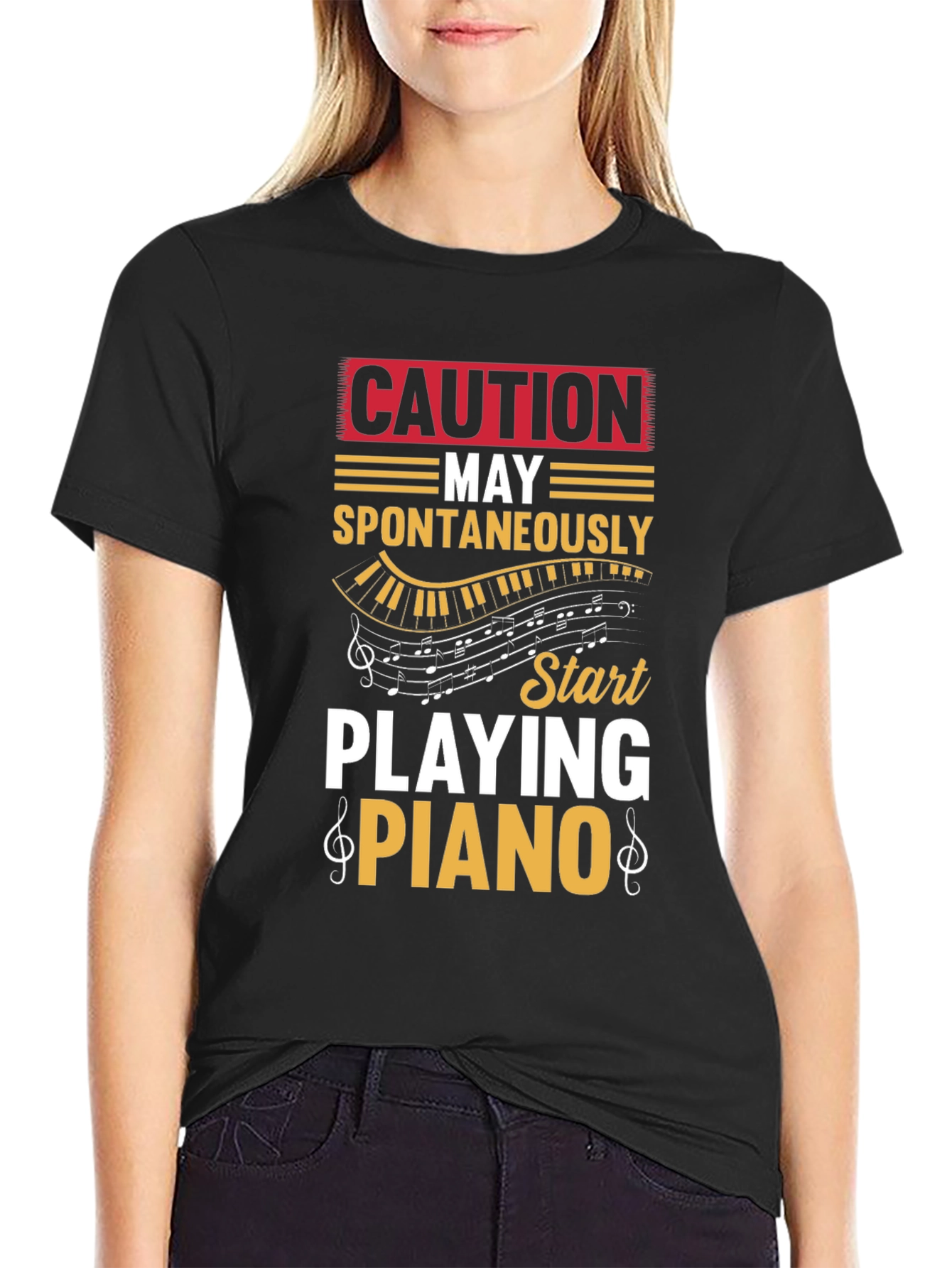 Caution May Spontaneously Play Piano T-Shirt