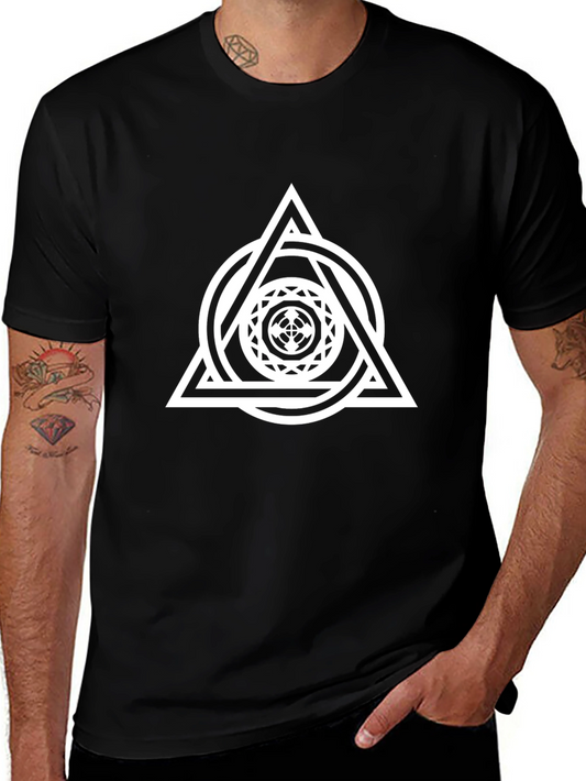 Geometric Triangle Graphic Tee - Black