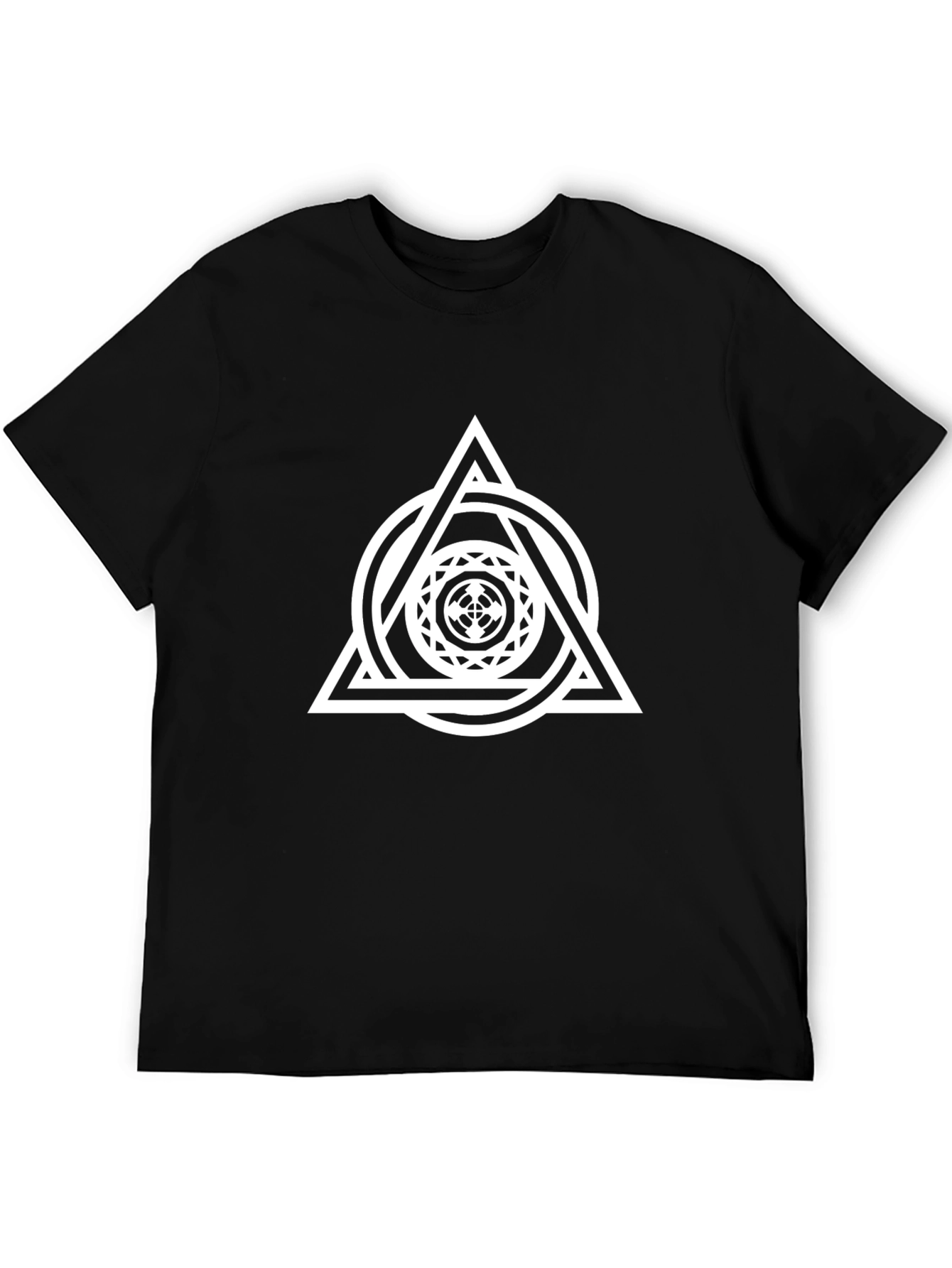 Geometric Triangle Graphic Tee - Black